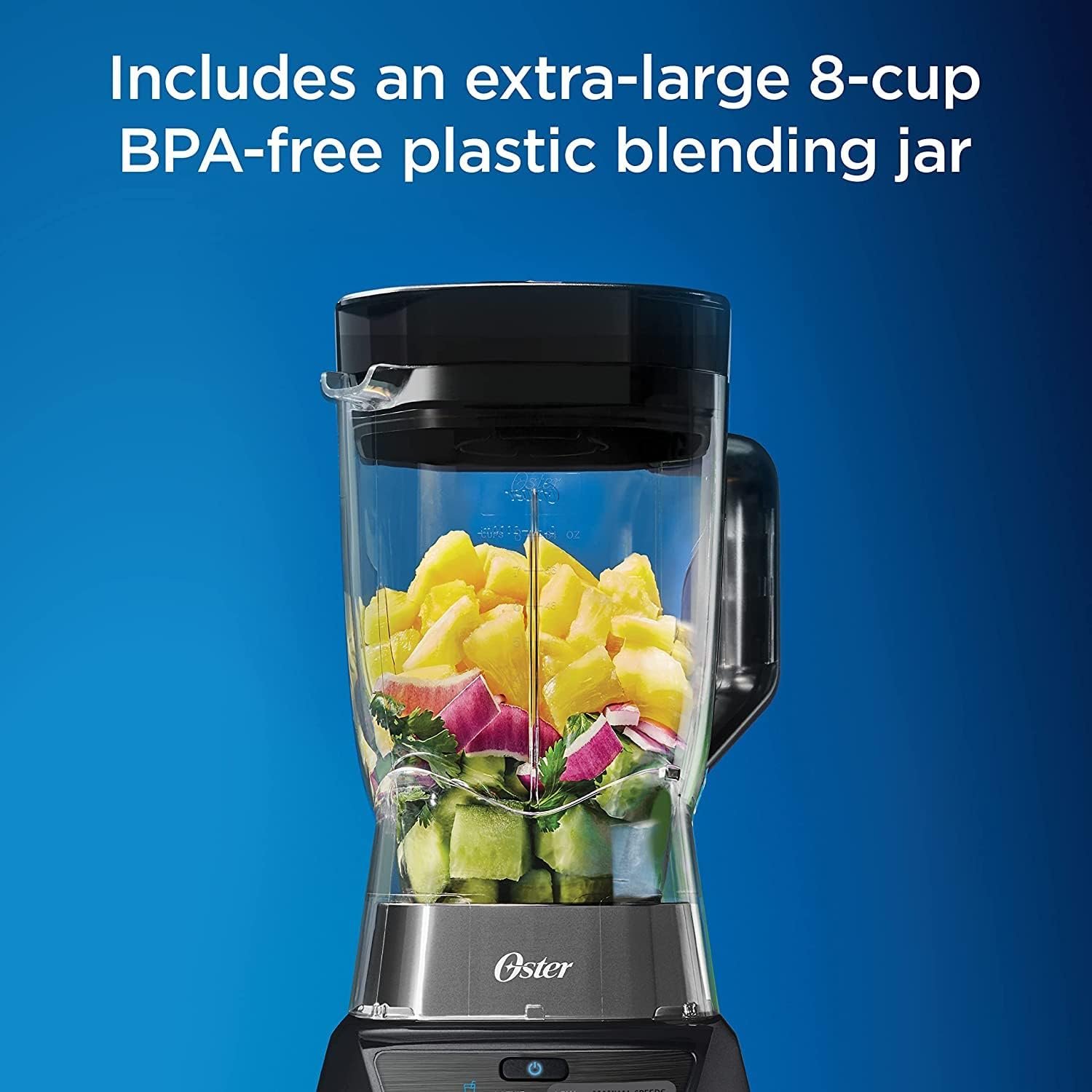 Oster Blender and Food Processor Combo with 3 Settings for Smoothies, Shakes, and Food Chopping - 3 Speed Texture Select Settings Pro Blender with Tritan Jar Attachment - Metallic Gray
