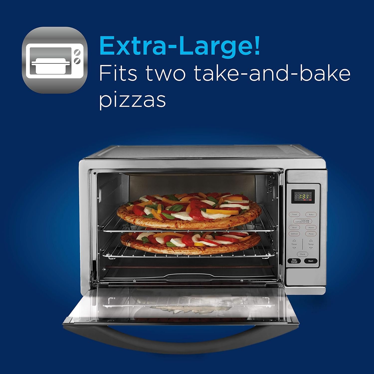 Oster Toaster Oven, 7-in-1 Countertop Toaster Oven, 10.5 x 13 Fits 2 Large Pizzas, Stainless Steel  Long Slot 4-Slice Toaster, Stainless Steel (TSSTTR6330-NP)