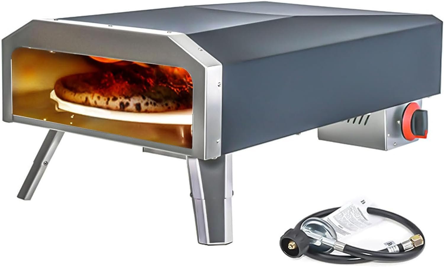 Outdoor Pizza Oven,14in Propane Gas Fired Rotating Pizza Ovens,Portable Gas Pizza Maker with Pizza Stone(14in),Automatic Spinning Pizza Grill,Great for Outdoor,Party,Garden,Family Gather