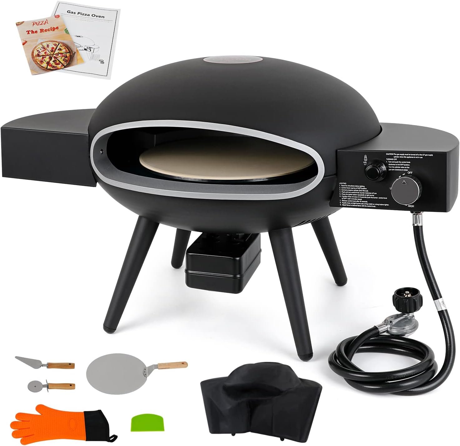 OutDoors Pizza Oven Gas-Fired、pizza Stone with Rainproof cover bag - Backyard Pizza Maker （29.5L x 20.5”W x 17.7H）