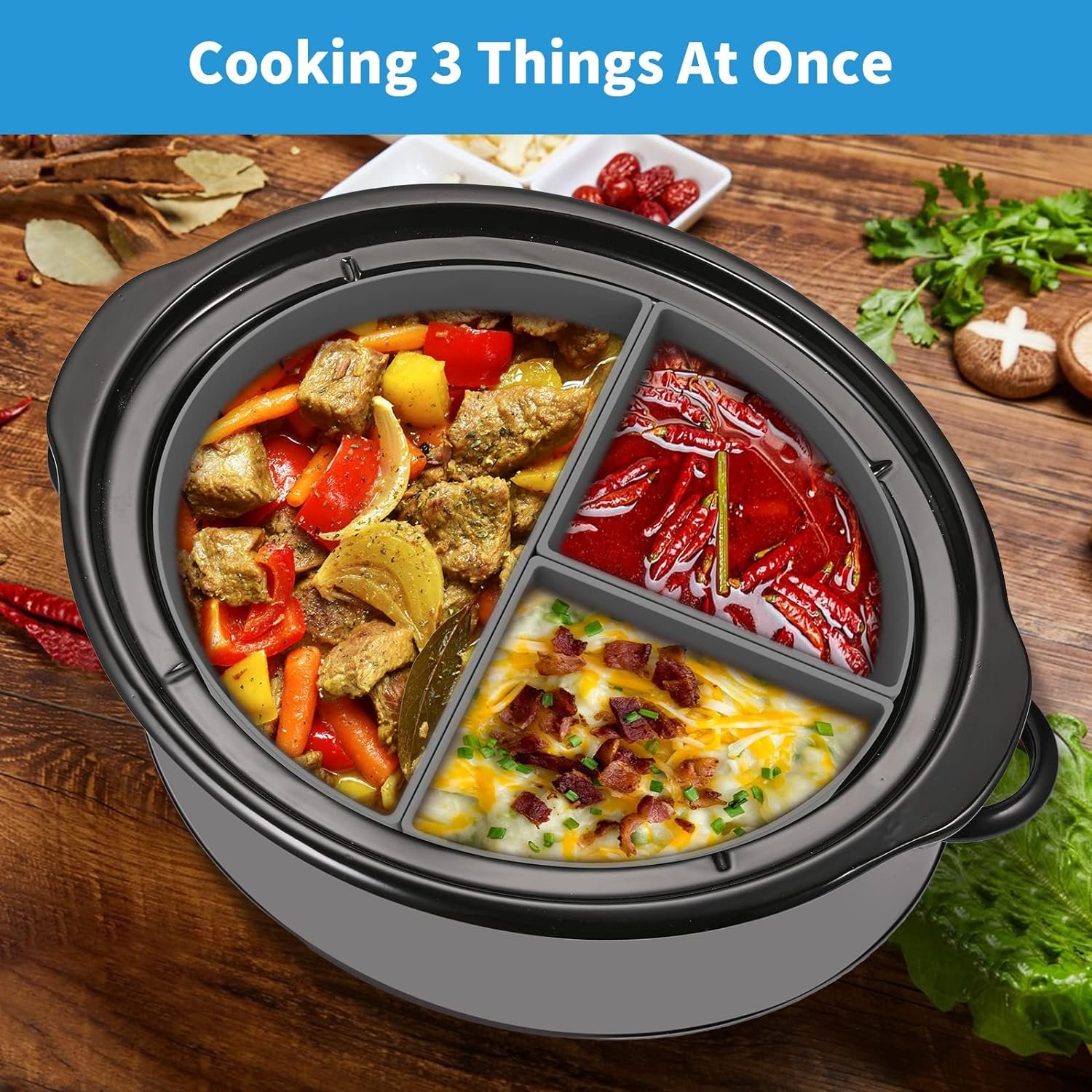 OUTXE Upgraded Slow Cooker Divider Liner fit 6 QT Crockpot, Reusable  Leakproof Silicone Crockpot Divider, Dishwasher Safe Cooking Liner for 6 Quart Pot