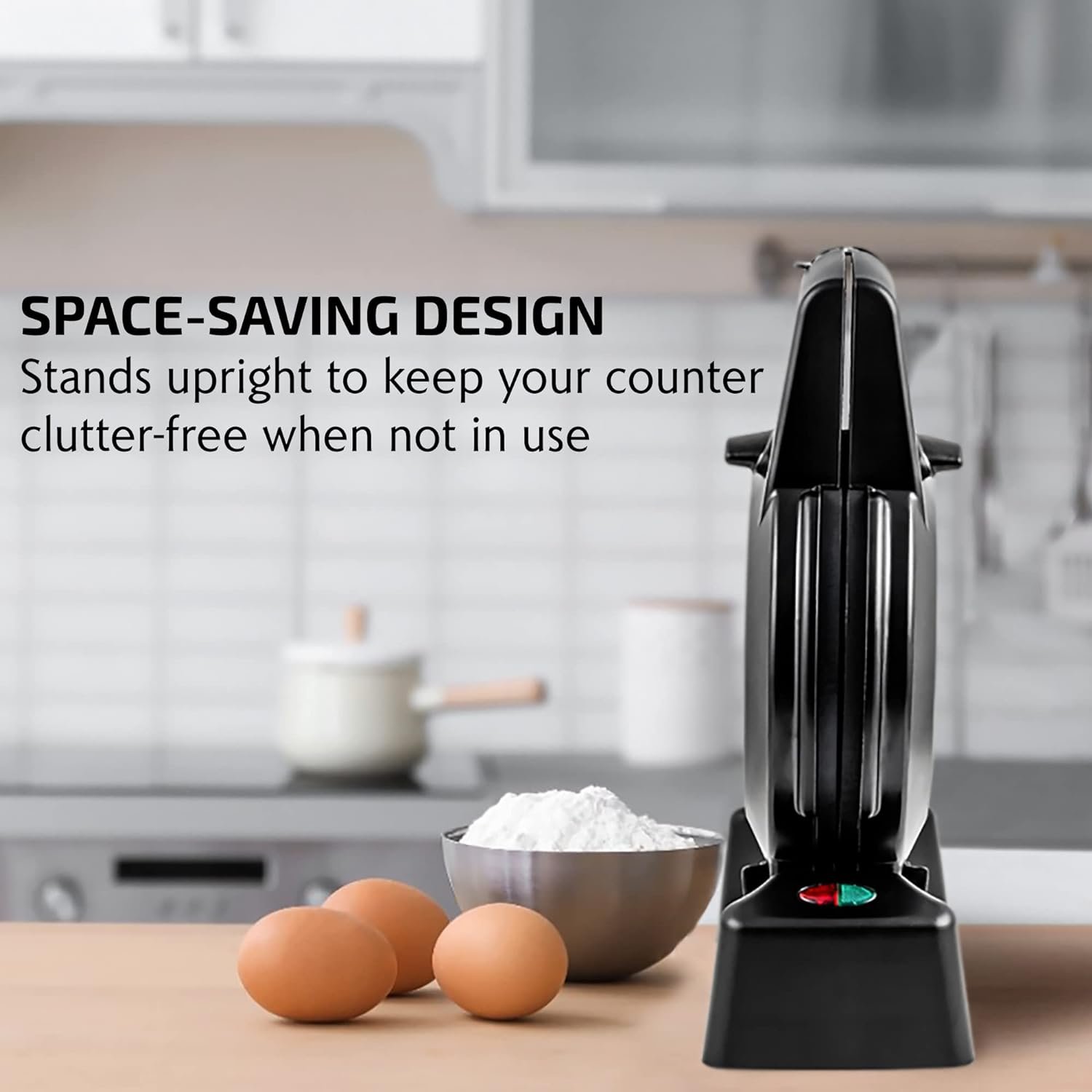 OVENTE Belgian Waffle Maker with Non-Stick Plates, 180° Rotating Function and Cool Touch Handle for Easy Single Flip, Perfect for Cooking 7” Classic Waffles for Breakfast or Snacks, Black WMF1440BR