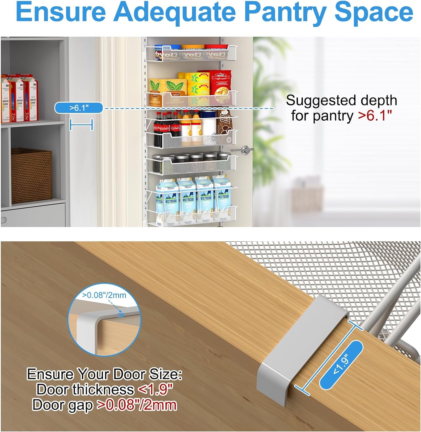 Over The Door Pantry Organizer, 8-Tier Over The Door Organizer with Adjustable Basket, Pantry Door Organization for Pantry Kitchen Storage Room Spice Rack Over The Door Pantry Organizer, 8-Tier Over The Door Organizer with Adjustable Basket, Pantry Door Organization for Pantry Kitchen Storage Room Spice Rack