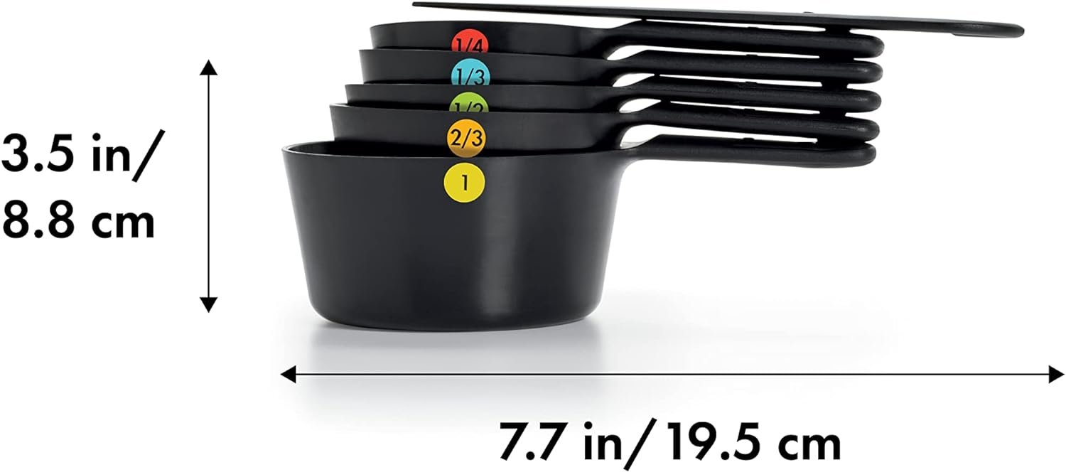 OXO Good Grips 6- Piece Plastic Measuring Cups, Black OXO Good Grips 6- Piece Plastic Measuring Cups, Black