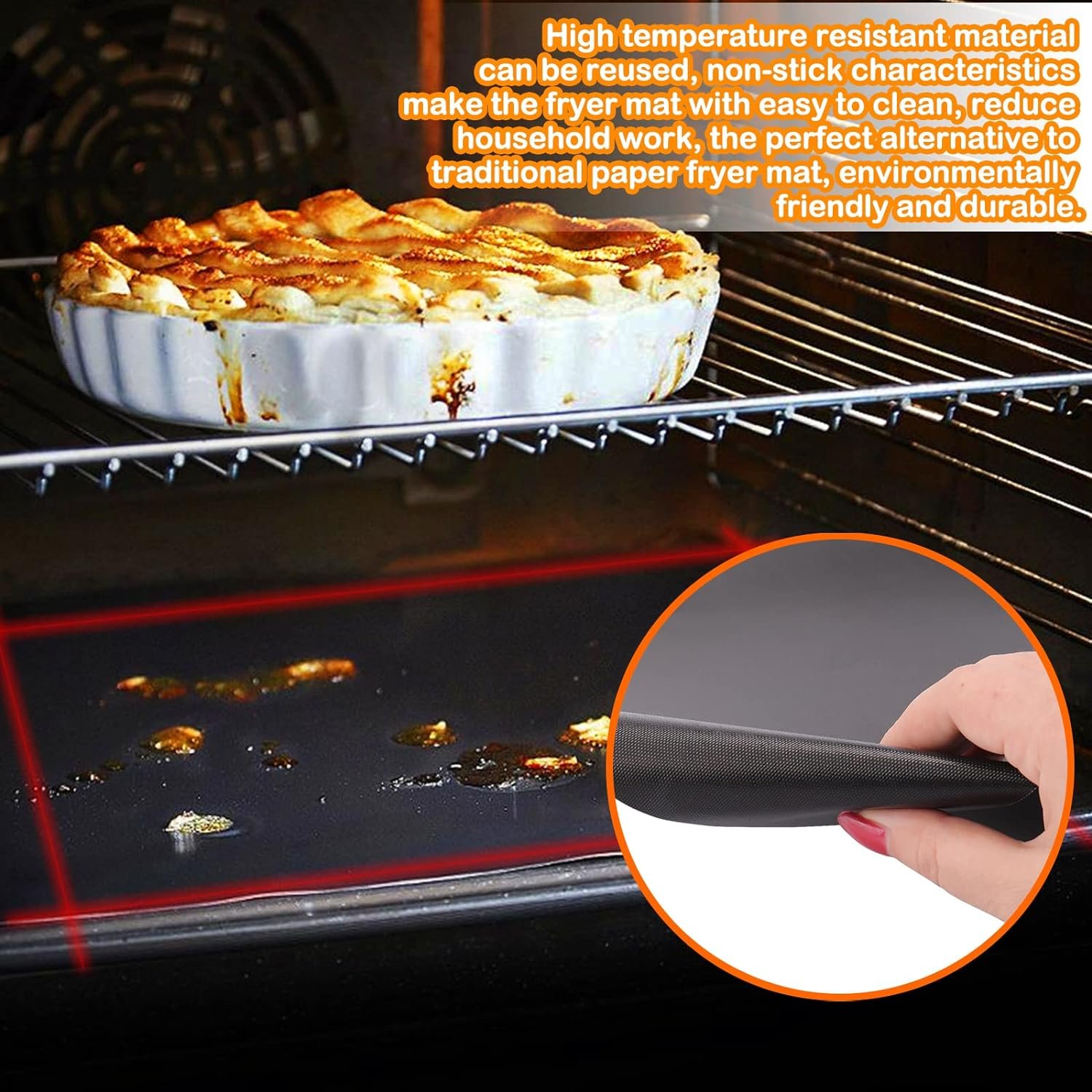 Palksky Air Fryer Oven Liners 4 PCS Compatible with Ninja Foodi SP101 SP201 SP301, Non-Stick Air Fryer Toaster Oven Mat(14 * 12inch) Reusable Microwave Bottom of Gas  Electric Oven Baking Mat