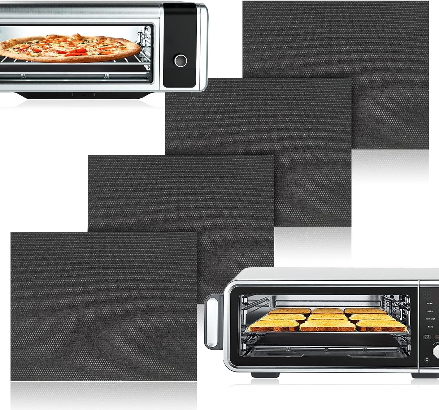 Palksky Air Fryer Oven Liners 4 PCS Compatible with Ninja Foodi SP101 SP201 SP301, Non-Stick Air Fryer Toaster Oven Mat(14 * 12inch) Reusable Microwave Bottom of Gas  Electric Oven Baking Mat