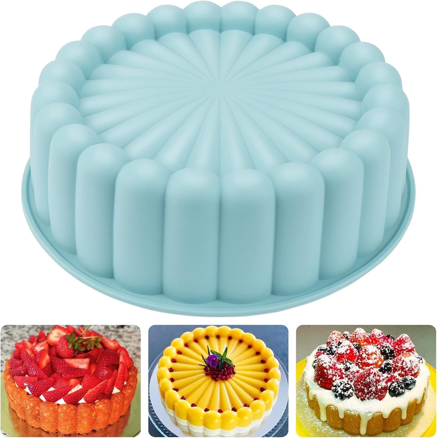 Palksky Charlotte Cake Pan Silicone, Nonstick, 10 inch Round Cake Molds for Baking