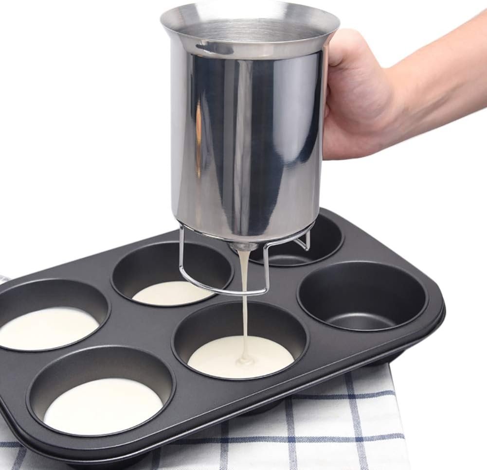 Pancake Batter Dispenser, 900ML Stainless Steel Pourer Handheld Making Crepes Cupcake Waffle Cake Maker Pastry Funnel Art Kit Cooking Baking Accessories Tools Gadgets Home Kitchen Pancake Batter Dispenser, 900ML Stainless Steel Pourer Handheld Making Crepes Cupcake Waffle Cake Maker Pastry Funnel Art Kit Cooking Baking Accessories Tools Gadgets Home Kitchen