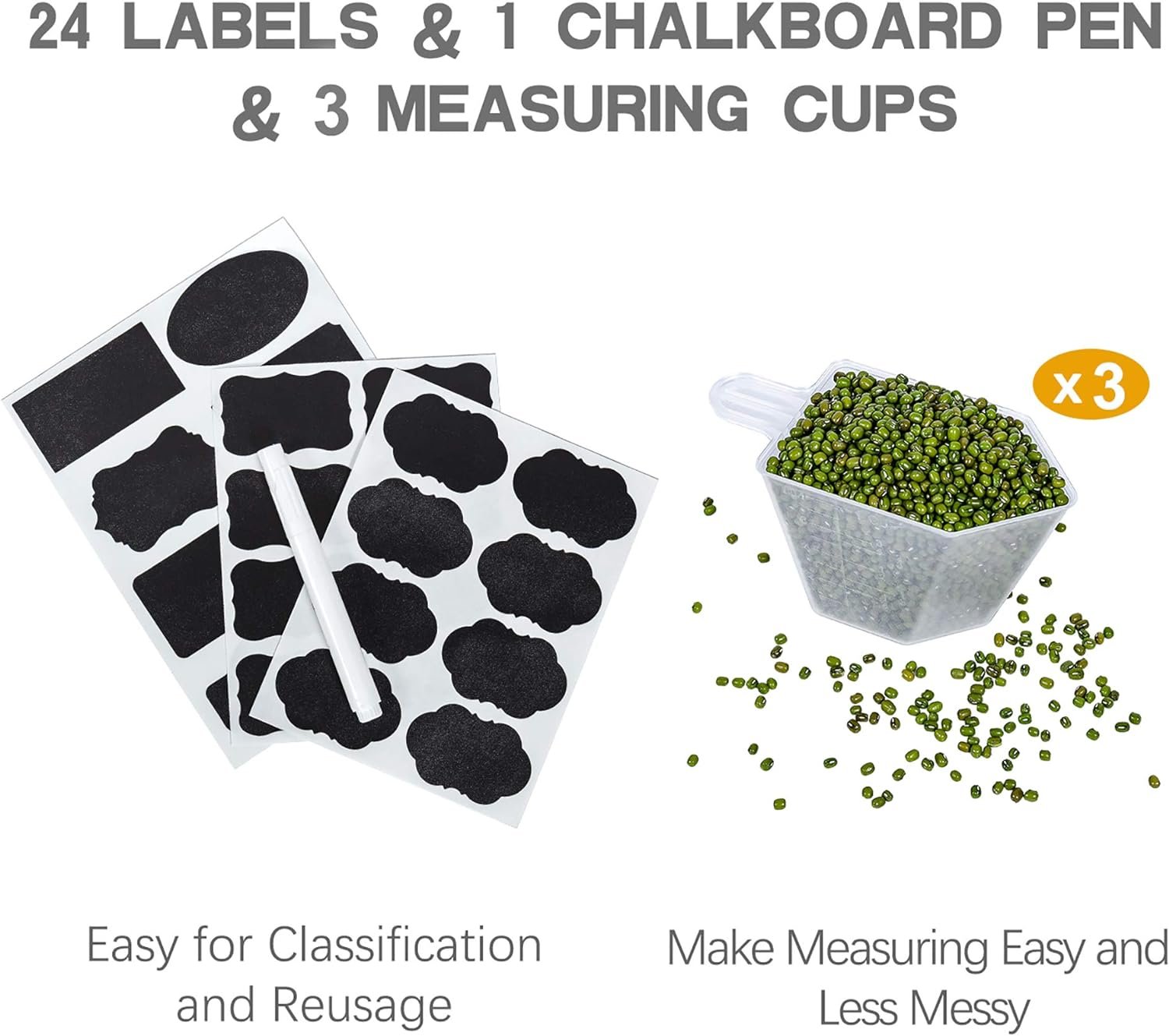 PANTRYSTAR Medium Food Storage Containers with Lids Airtight 3.6L /121.7Oz, for Flour, Sugar, Baking Supply and Dry Food Storage, 3PCS BPA Free Plastic Canisters for Kitchen Pantry Organization