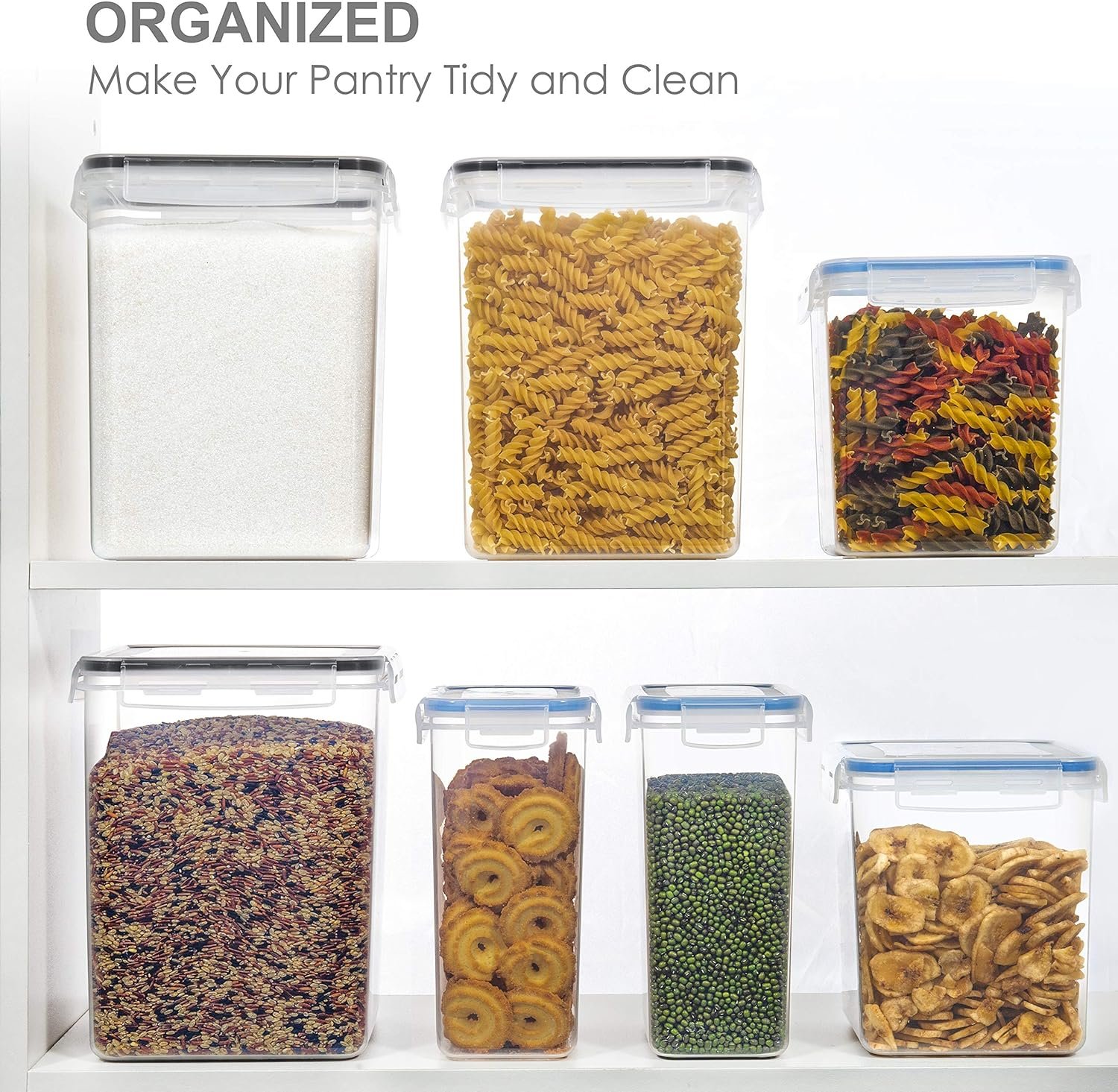 PANTRYSTAR Medium Food Storage Containers with Lids Airtight 3.6L /121.7Oz, for Flour, Sugar, Baking Supply and Dry Food Storage, 3PCS BPA Free Plastic Canisters for Kitchen Pantry Organization