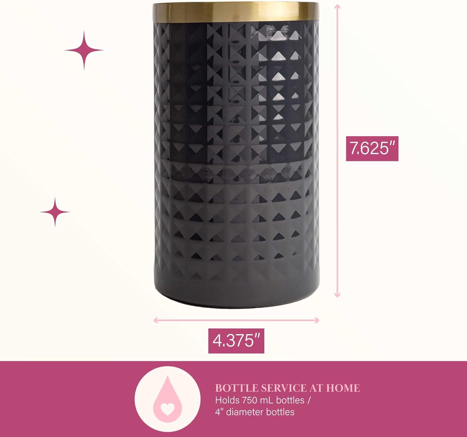 Paris Hilton Wine Bottle Chiller Set, Insulated Double Wall Chiller, Gold Winged Corkscrew Wine Bottle Opener, Diamond Wine Stopper, 3-Piece Set, Gold Paris Hilton Wine Bottle Chiller Set, Insulated Double Wall Chiller, Gold Winged Corkscrew Wine Bottle Opener, Diamond Wine Stopper, 3-Piece Set, Gold