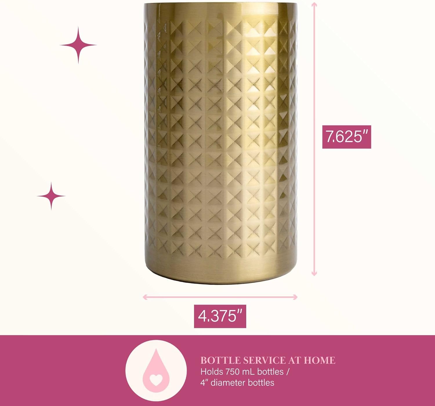 Paris Hilton Wine Bottle Chiller Set, Insulated Double Wall Chiller, Gold Winged Corkscrew Wine Bottle Opener, Diamond Wine Stopper, 3-Piece Set, Gold Paris Hilton Wine Bottle Chiller Set, Insulated Double Wall Chiller, Gold Winged Corkscrew Wine Bottle Opener, Diamond Wine Stopper, 3-Piece Set, Gold