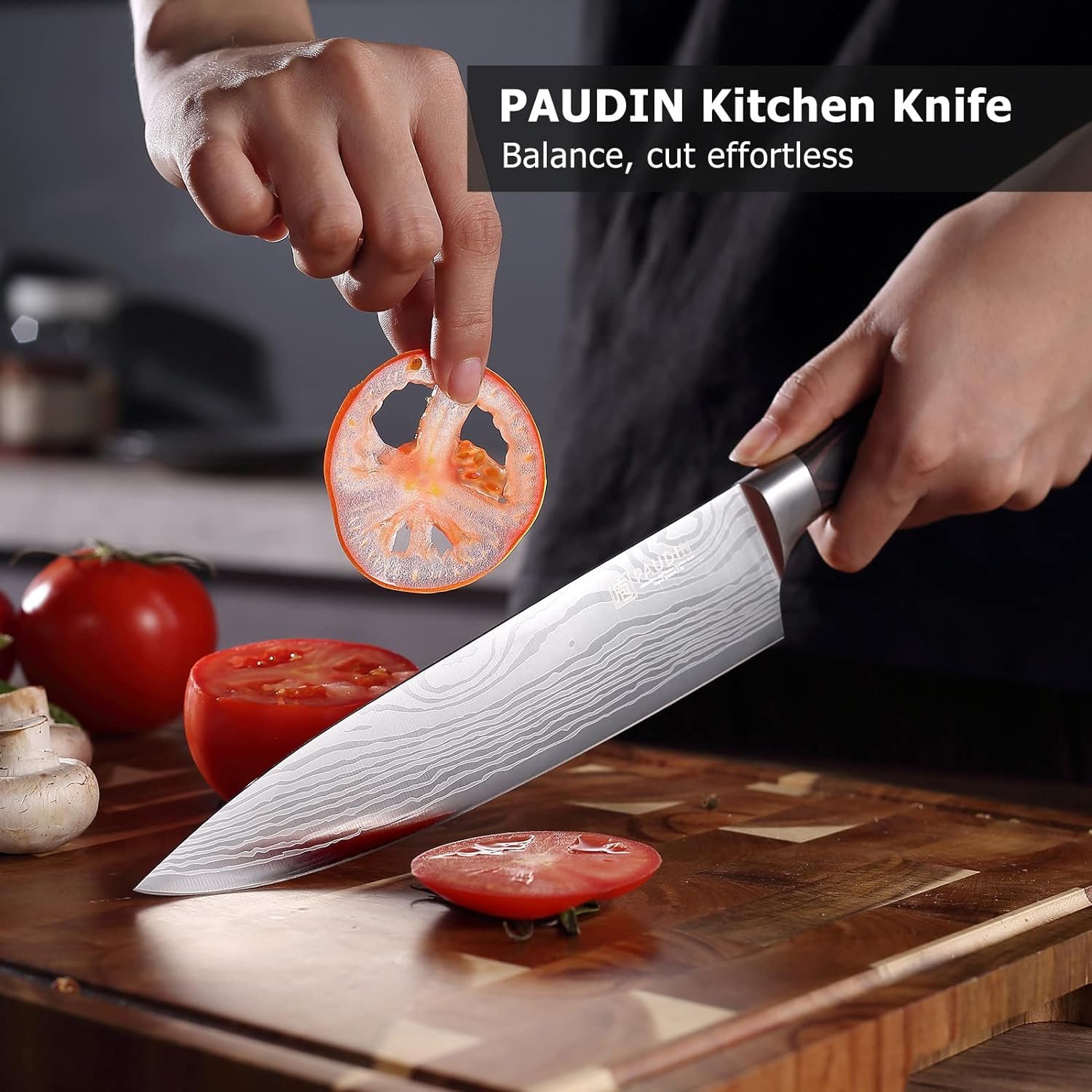 PAUDIN Chef Knife, 8 Inch High Carbon Stainless Steel Sharp Kitchen Knife with Ergonomic Handle, Gift Box for Family Restaurant PAUDIN Chef Knife, 8 Inch High Carbon Stainless Steel Sharp Kitchen Knife with Ergonomic Handle, Gift Box for Family Restaurant