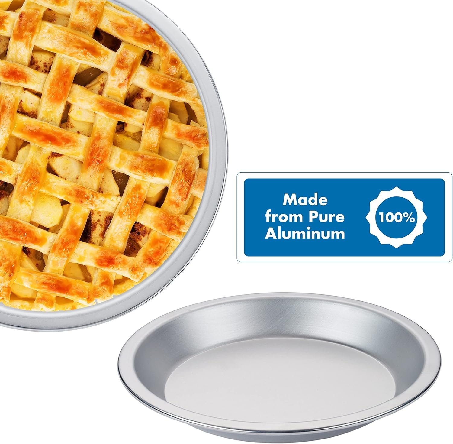 Pie Pan 10 inch, 3 Pack, 100% Pure Aluminum, Sturdy, Rust Free, Made in Canada. Pie Pan 10 inch, 3 Pack, 100% Pure Aluminum, Sturdy, Rust Free, Made in Canada.