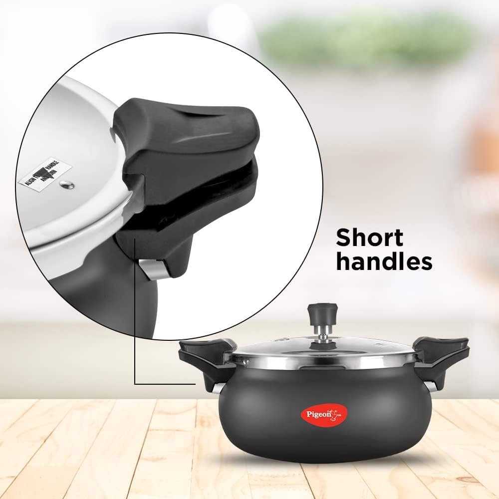Pigeon 5.3 Quart All-In-One Super Cooker - Steamer, Cooking Pot, Pressure Cooker, Dutch Oven - For All Cooktops - Quick Cooking of Meat, Soup, Rice, Beans, Idli  more, Hard Anodized, (5 Liters)
