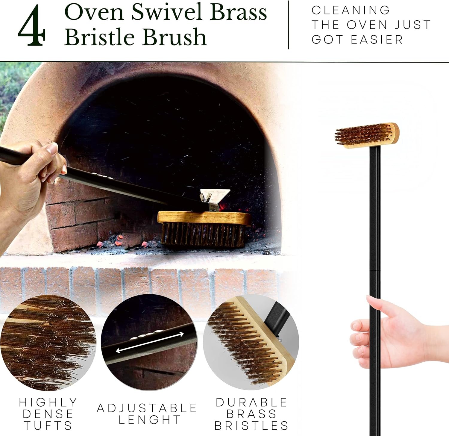 Pizza Oven Set 47 Inch 4 Piece Kit Pizza Turning Peel 9 Inch, Ash Rake, Pizza Oven Brush, Perforated Pizza Peel, Pizza Oven Accessoires for Restaurant, Garden, Home with 20 delicious recepts Pizza Oven Set 47 Inch 4 Piece Kit Pizza Turning Peel 9 Inch, Ash Rake, Pizza Oven Brush, Perforated Pizza Peel, Pizza Oven Accessoires for Restaurant, Garden, Home with 20 delicious recepts