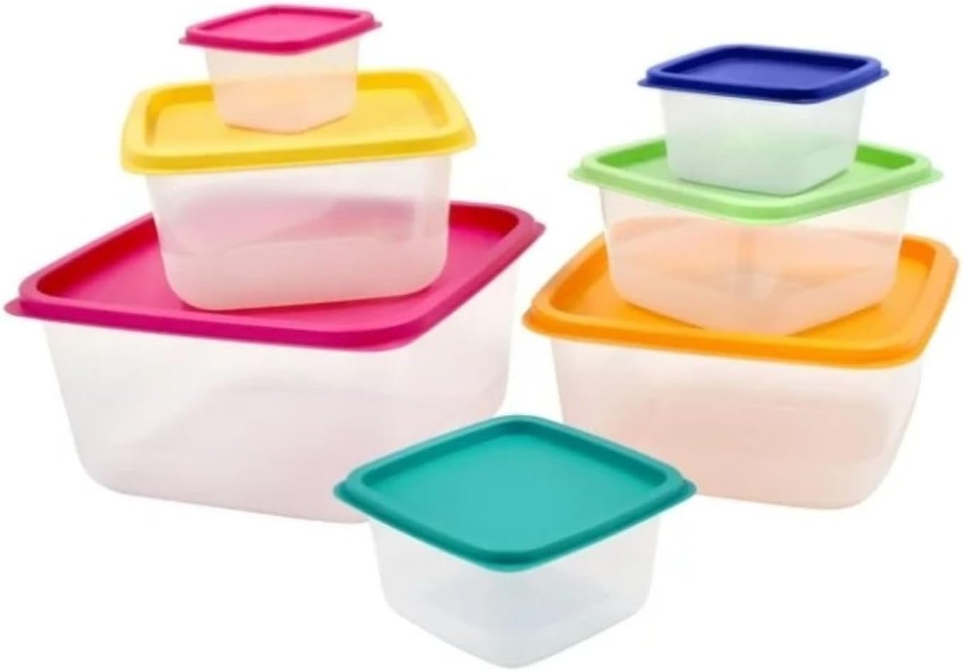 Plastic Rainbow Food Storage container set, Multi Color, 14 count made of durable PP material, BPA-free, food-safe, reusable and dishwasher safe Plastic Rainbow Food Storage container set, Multi Color, 14 count made of durable PP material, BPA-free, food-safe, reusable and dishwasher safe