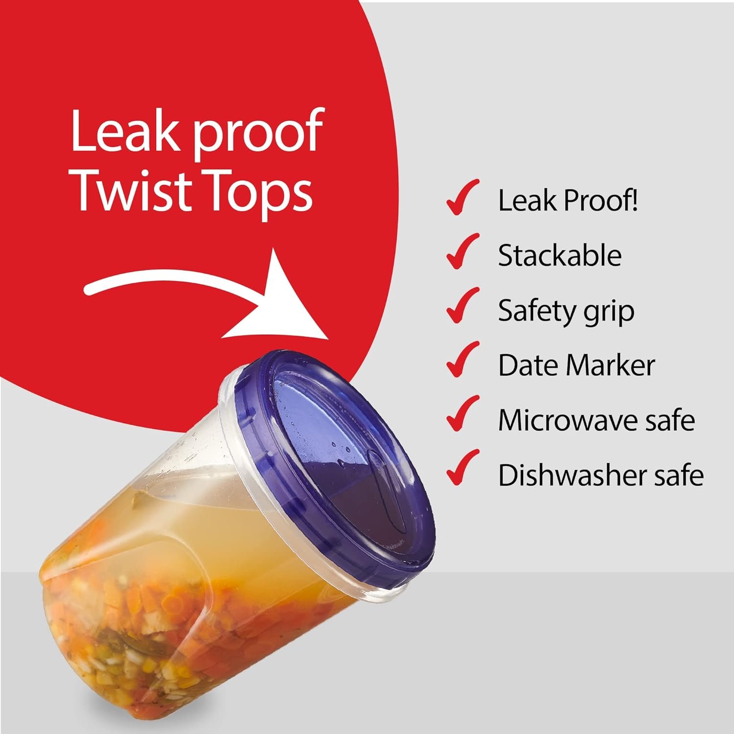 PLASTICPRO 6 Pack Twist Cap Food Storage Containers with Blue Screw on Lid- 8 oz Reusable Meal Prep Containers - Freezer and Microwave Safe Blue Plastic Food Storage PLASTICPRO 6 Pack Twist Cap Food Storage Containers with Blue Screw on Lid- 8 oz Reusable Meal Prep Containers - Freezer and Microwave Safe Blue Plastic Food Storage