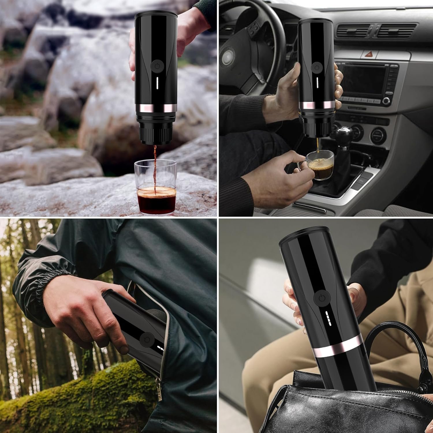 Portable Espresso Machine, Self-Heating Electric Portable Espresso Maker,20 Bar Mini 12V 24V Car Coffee Maker with NS Pods Ground Coffee for Travel, Camping, Office, Home(Black) Portable Espresso Machine, Self-Heating Electric Portable Espresso Maker,20 Bar Mini 12V 24V Car Coffee Maker with NS Pods Ground Coffee for Travel, Camping, Office, Home(Black)