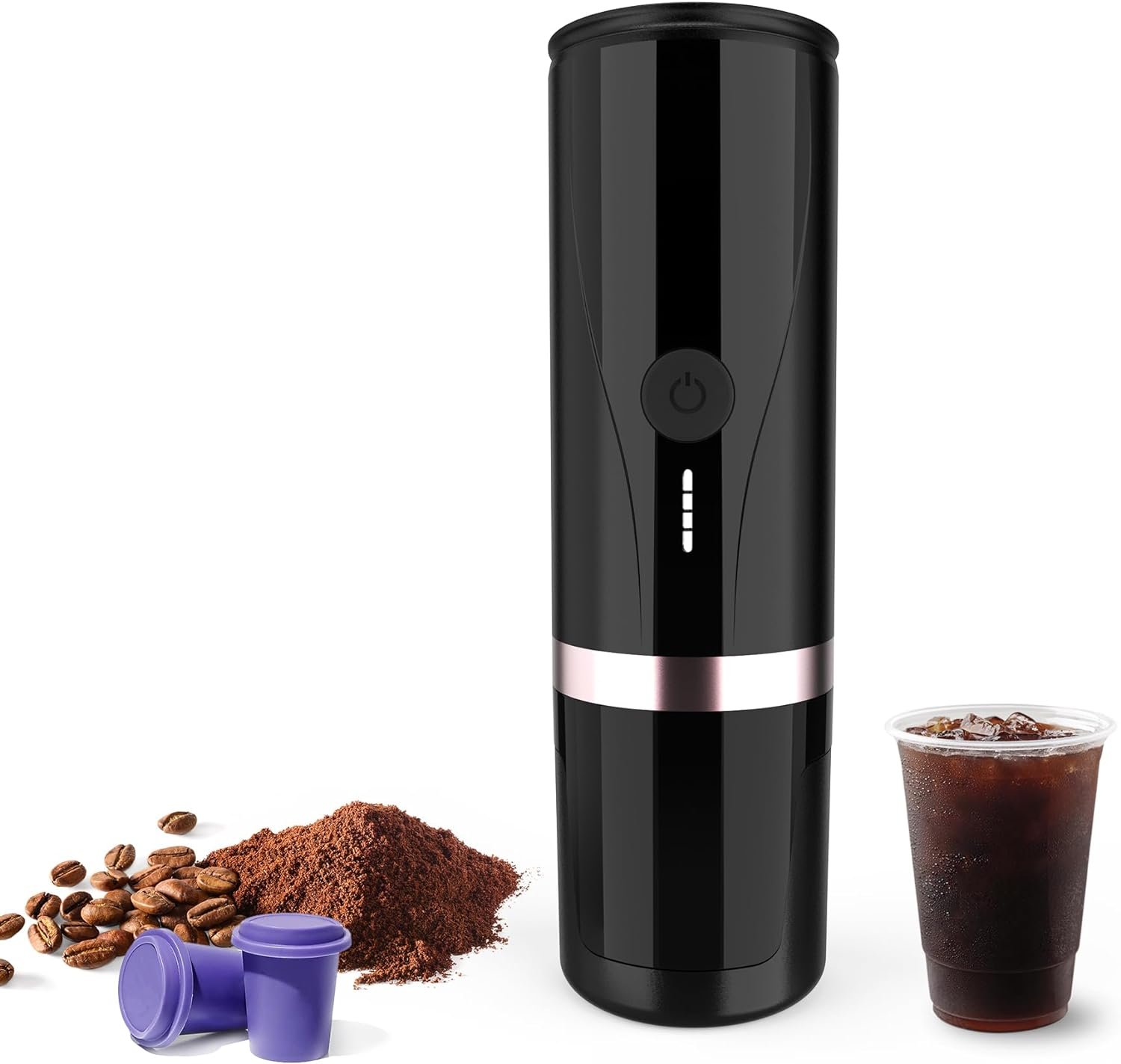 Portable Espresso Machine, Self-Heating Electric Portable Espresso Maker,20 Bar Mini 12V 24V Car Coffee Maker with NS Pods Ground Coffee for Travel, Camping, Office, Home(Black) Portable Espresso Machine, Self-Heating Electric Portable Espresso Maker,20 Bar Mini 12V 24V Car Coffee Maker with NS Pods Ground Coffee for Travel, Camping, Office, Home(Black)