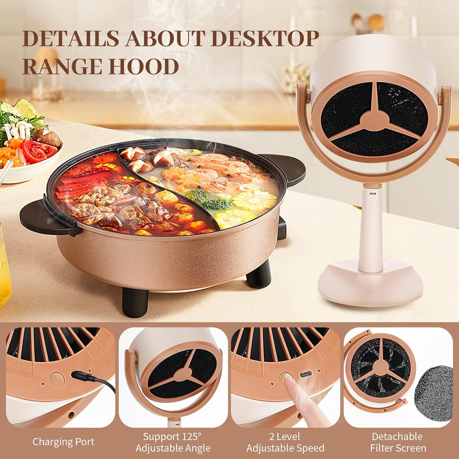 Portable Range Hood for Cooking, Jhua Desktop Range Hood with 2 Speeds Adjustment, 2 Detachable Filter, Hanging Mini Range Hoods Kitchen Exhaust Fan Filtering Fumes for Indoor BBQ, Hot Pot, RV Kitchen Portable Range Hood for Cooking, Jhua Desktop Range Hood with 2 Speeds Adjustment, 2 Detachable Filter, Hanging Mini Range Hoods Kitchen Exhaust Fan Filtering Fumes for Indoor BBQ, Hot Pot, RV Kitchen