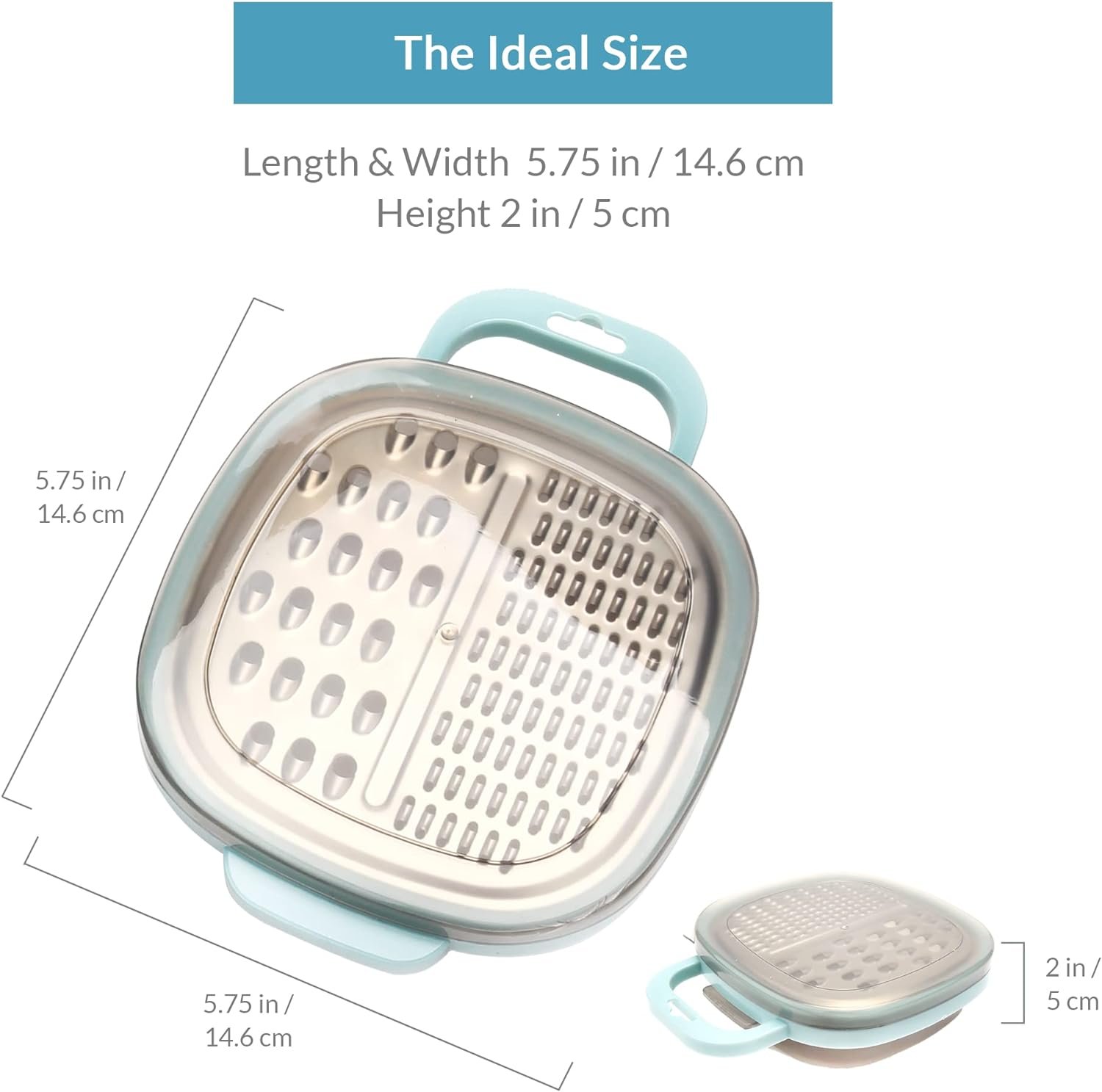 PortoFino Cheese Grater with Container - Cheese Grater with Handle - Graters for Kitchen - Cheese Shredder Small Grater - Cheese Grater Box - Mini Cheese Grater - Cheese Grater HandHeld - Box Grater