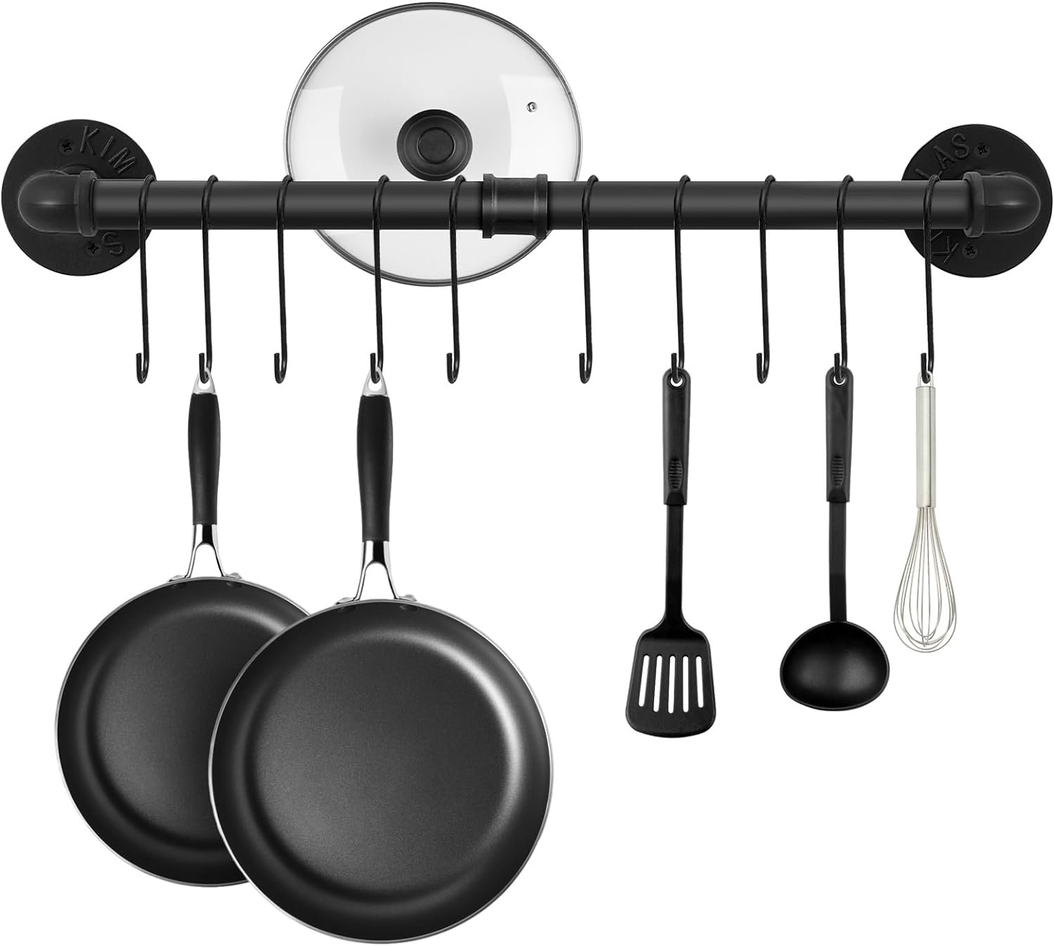 Pot Rack Wall Mounted with 15 Hooks, Hanging Pot Pan Organizer Rack,Utensil Industrial Pipe Hanger,Heavy Duty Cast Iron Skillet Storage Rail,Cabinet Black Pots and Pans Storage (23.7inch) Pot Rack Wall Mounted with 15 Hooks, Hanging Pot Pan Organizer Rack,Utensil Industrial Pipe Hanger,Heavy Duty Cast Iron Skillet Storage Rail,Cabinet Black Pots and Pans Storage (23.7inch)