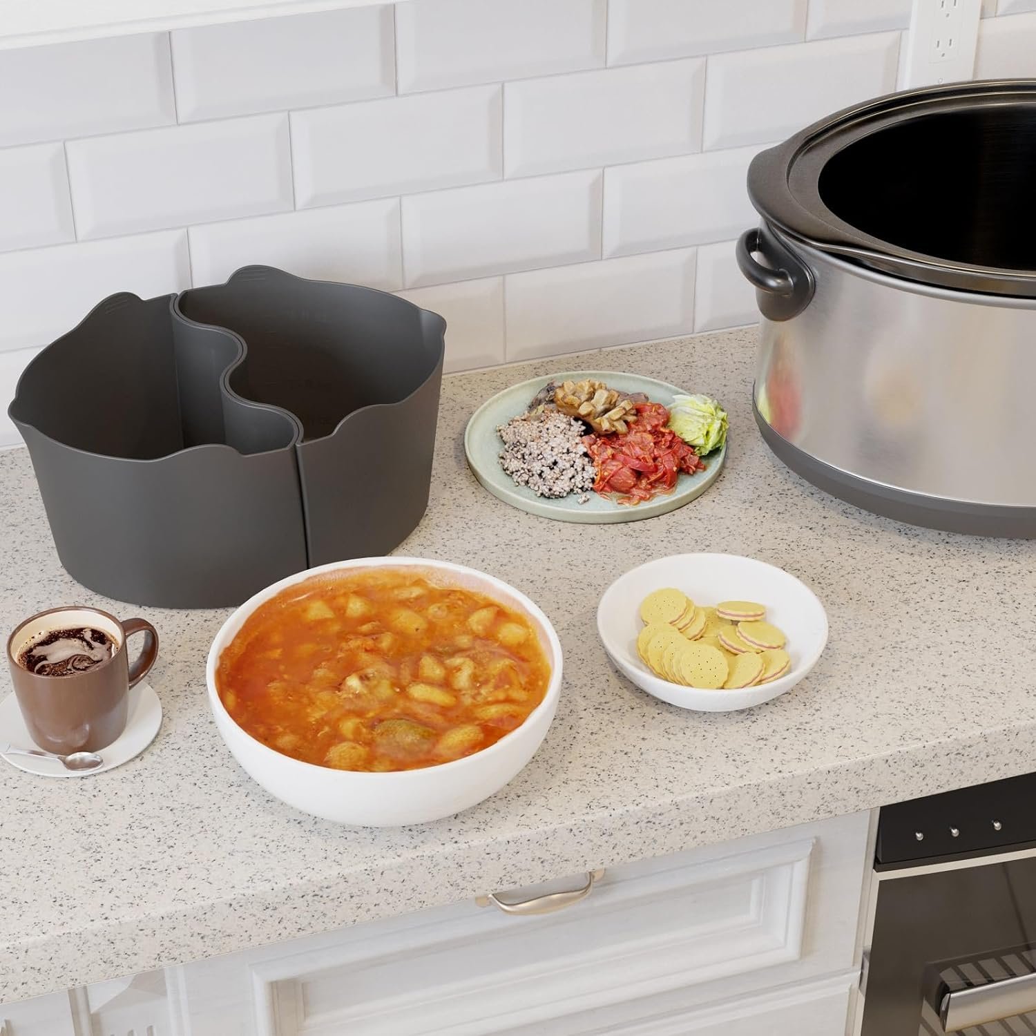 PotDivider 6QT Slow Cooker Divider Reusable Two-in-One Cooking Liners - Leakproof and Dishwasher Safe