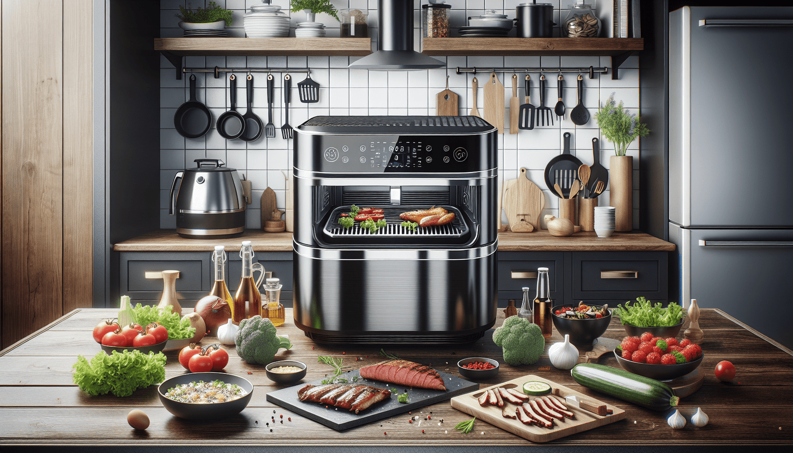 PowerXL Grill Air Fryer Combo Plus 6 QT 12-in-1 Indoor Slow Cooker, Roast, Bake, 1550-Watts, Stainless Steel Finish PowerXL Grill Air Fryer Combo Plus 6 QT 12-in-1 Indoor Slow Cooker, Roast, Bake, 1550-Watts, Stainless Steel Finish