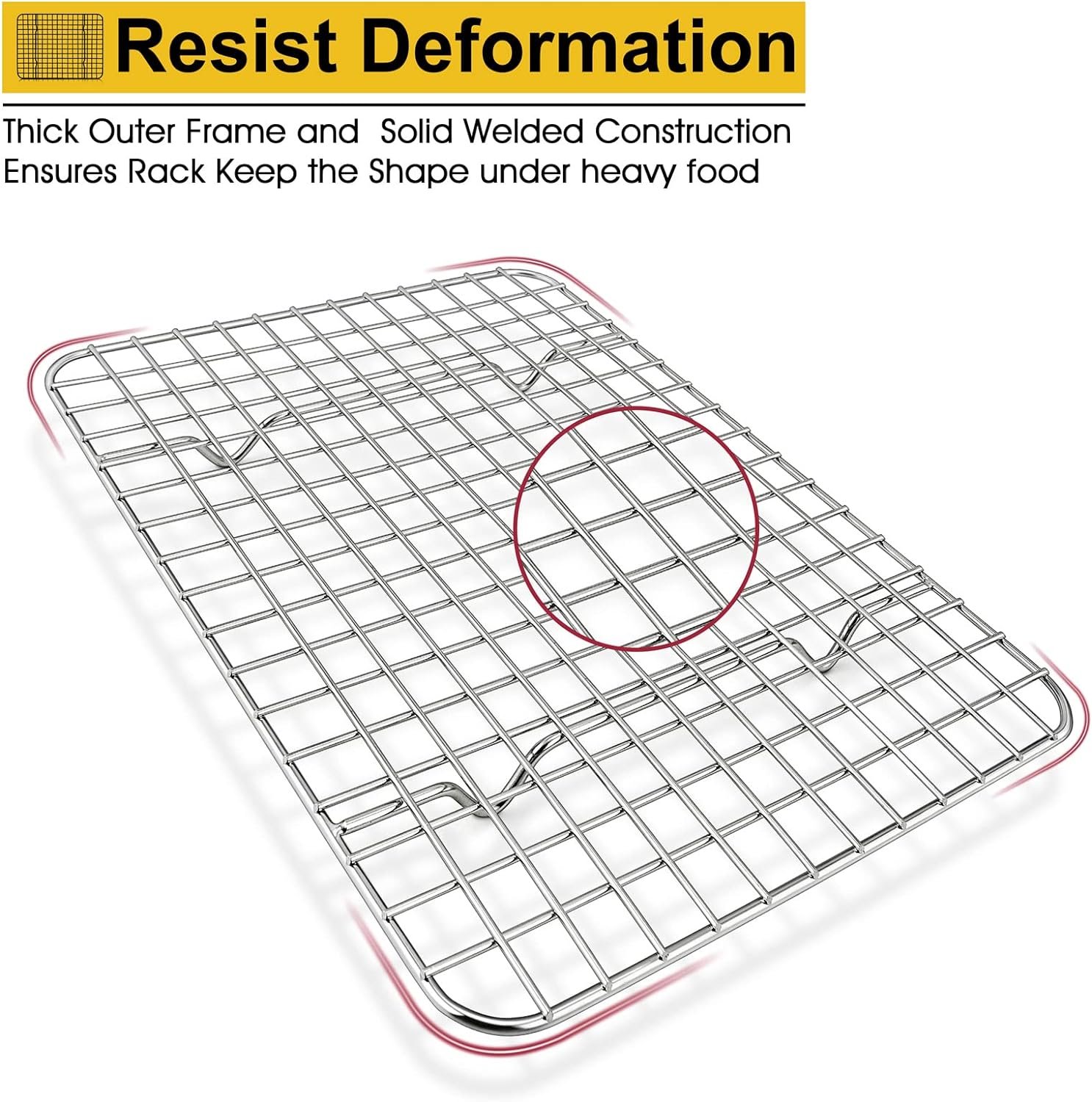 PP CHEF 2-Pieces Small Cooling Baking Racks, Stainless Steel Grid Rack for Cooking Roasting Drying Grilling, 9.75 x 7.5 x 0.75, Oven  Dishwasher Safe, Fit Small Toaster Oven