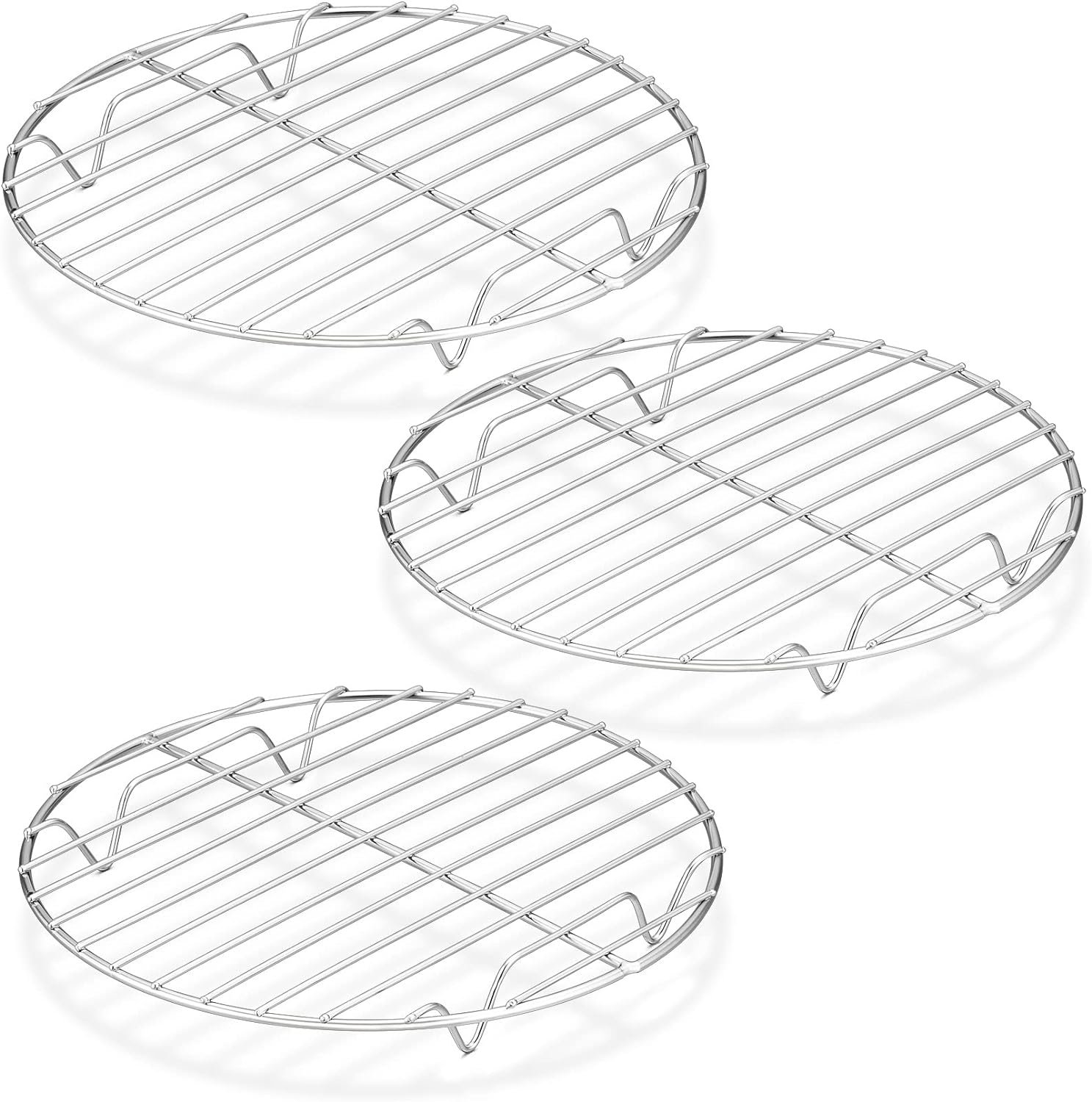 PP CHEF 7½ Inch Round Rack Set of 3 for Cooking Steaming Cooling Baking, Fit Air Fryer, Stockpot, Pressure Cooker, Stainless Steel Made, Oven  Dishwasher Safe, Heavy Duty  Durable