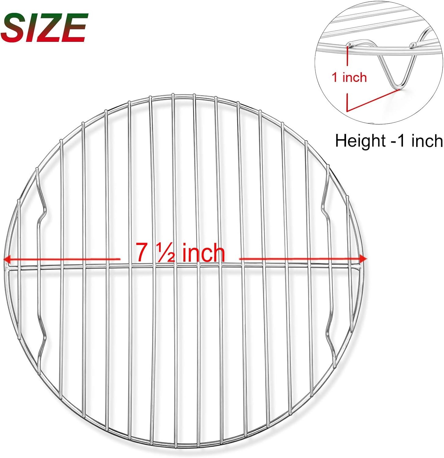 PP CHEF 7½ Inch Round Rack Set of 3 for Cooking Steaming Cooling Baking, Fit Air Fryer, Stockpot, Pressure Cooker, Stainless Steel Made, Oven  Dishwasher Safe, Heavy Duty  Durable