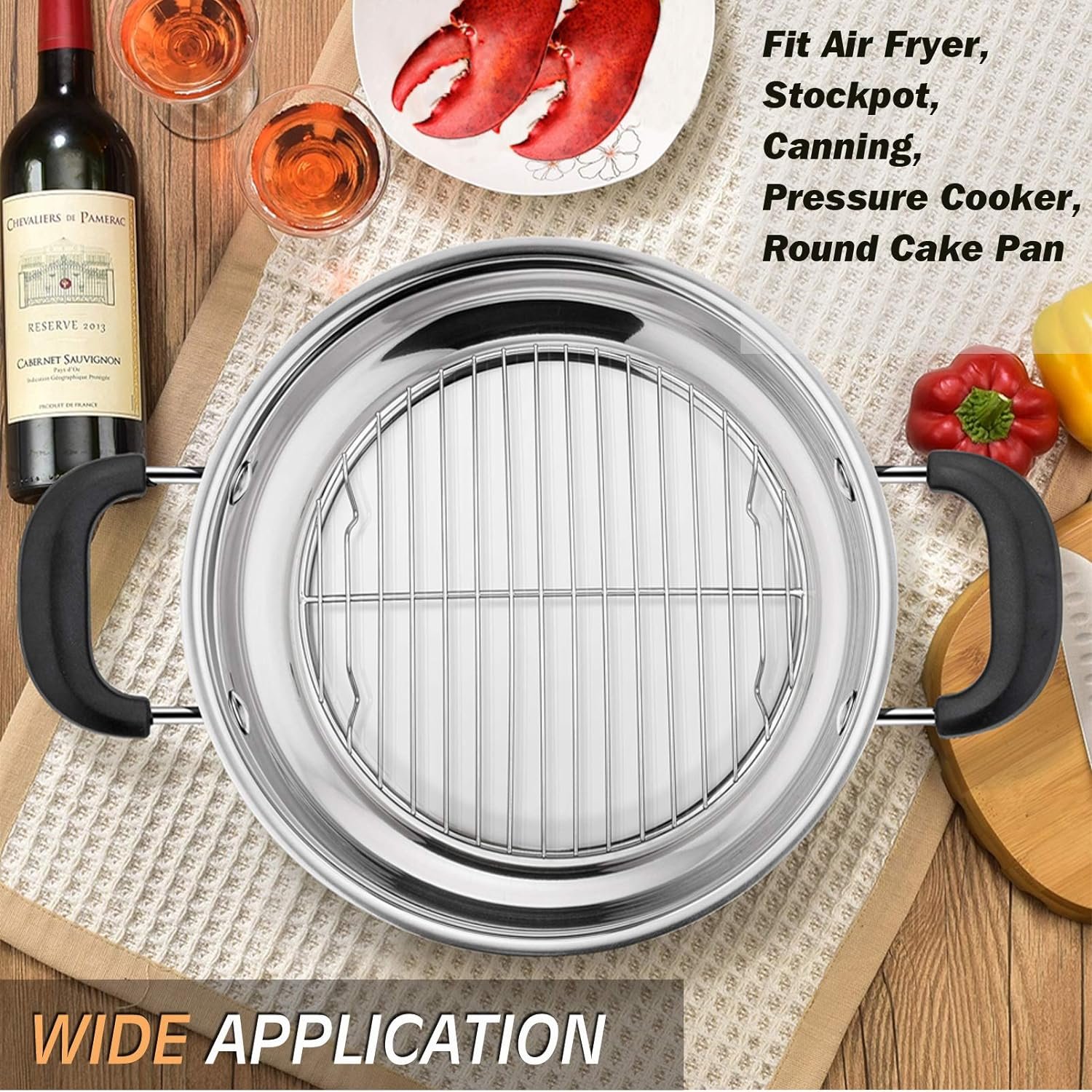 PP CHEF 7½ Inch Round Rack Set of 3 for Cooking Steaming Cooling Baking, Fit Air Fryer, Stockpot, Pressure Cooker, Stainless Steel Made, Oven  Dishwasher Safe, Heavy Duty  Durable