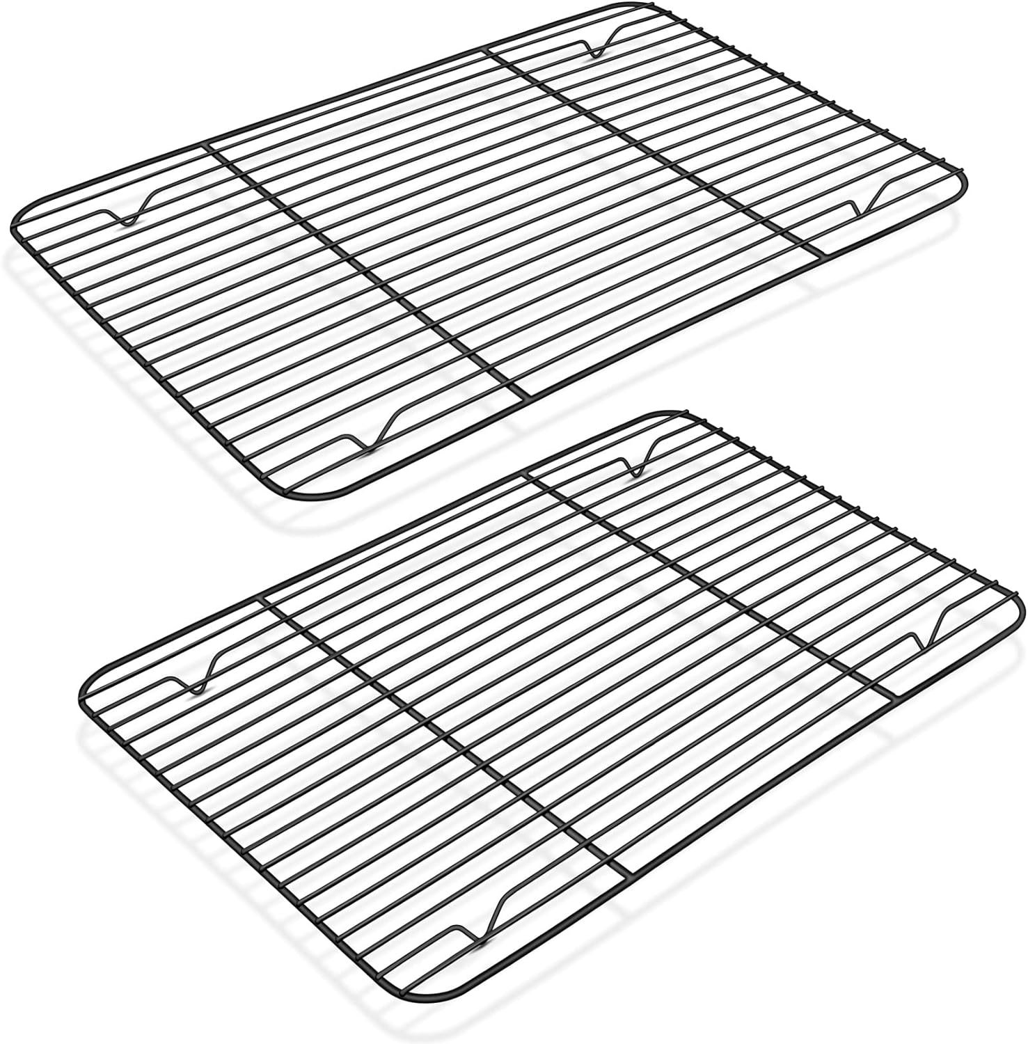PP CHEF Baking Rack Set of 2, Non-stick Mini Cooling Racks for Cooking Grilling, 2 Pack 8.6” x 6.2” Roasting Drying Rack for Small Toaster Oven Use, Stainless Steel Core, Non-toxic  Easy to Clean
