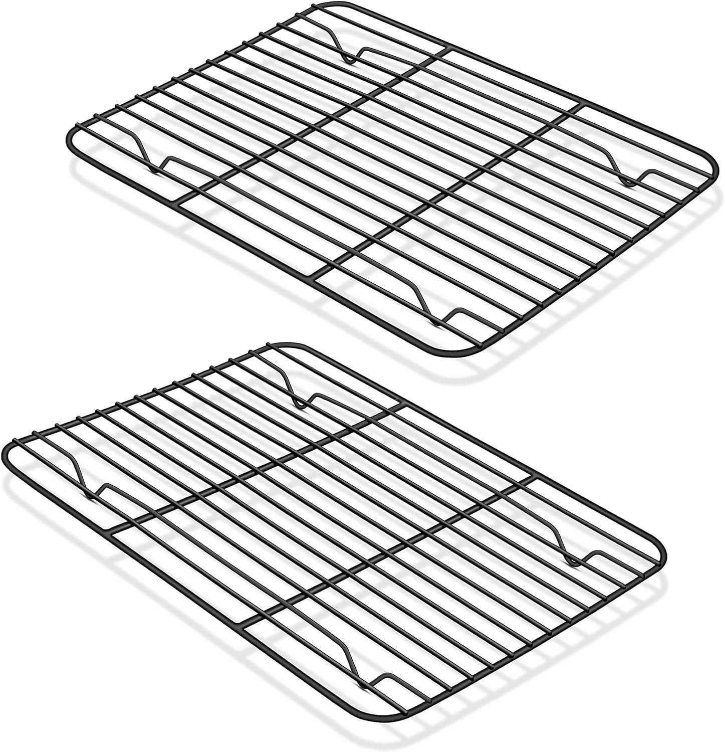 PP CHEF Baking Rack Set of 2, Non-stick Mini Cooling Racks for Cooking Grilling, 2 Pack 8.6” x 6.2” Roasting Drying Rack for Small Toaster Oven Use, Stainless Steel Core, Non-toxic  Easy to Clean
