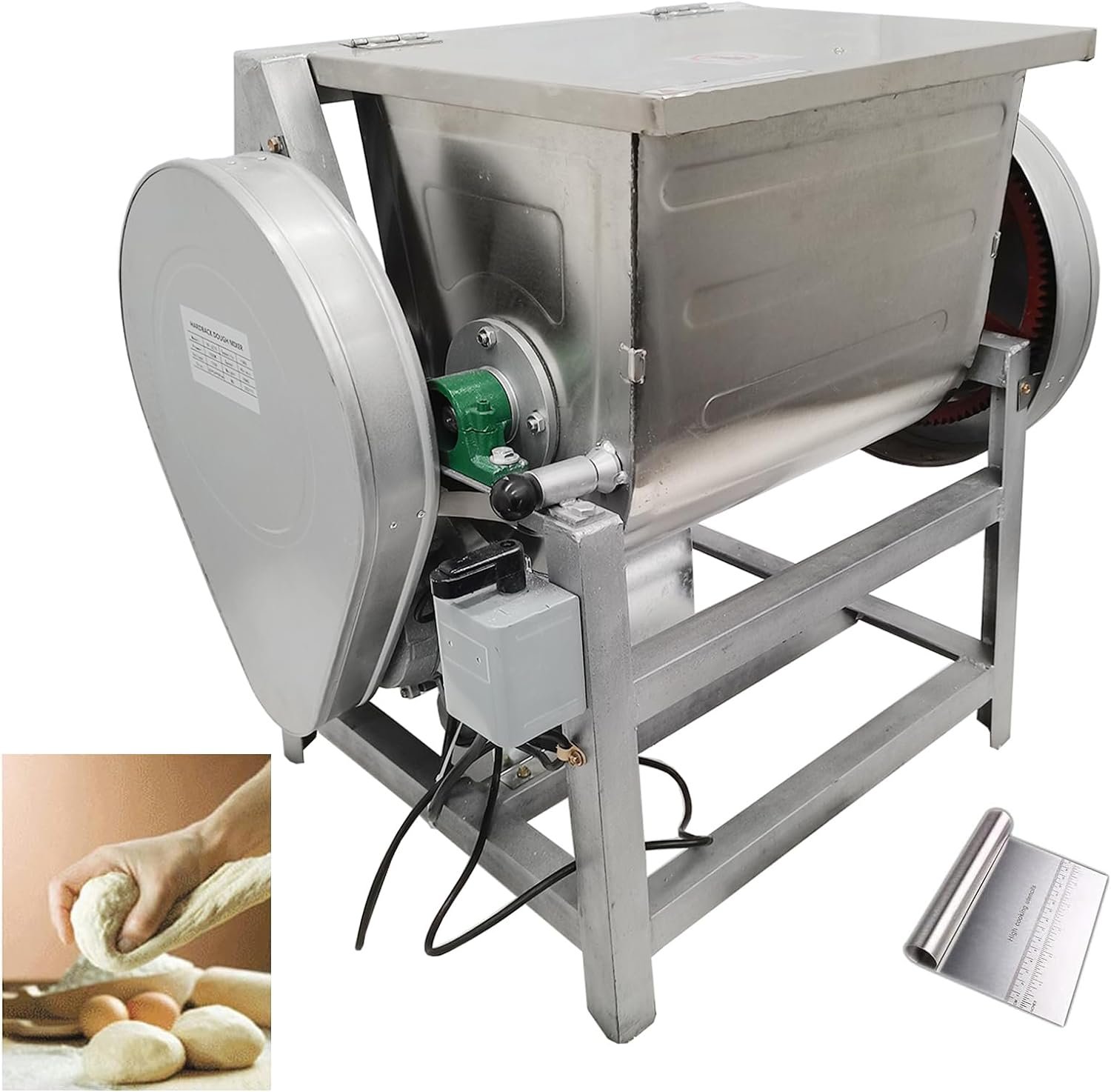 PreAsion Commercial Dough Mixer Machine, 15KG/30QT Stand Mixer Dough Kneading Machine, Electric Flour Mixing Machine with 90 Degree Tilt Bowl, Heavy Duty Food Mixer for Restaurant, 110V