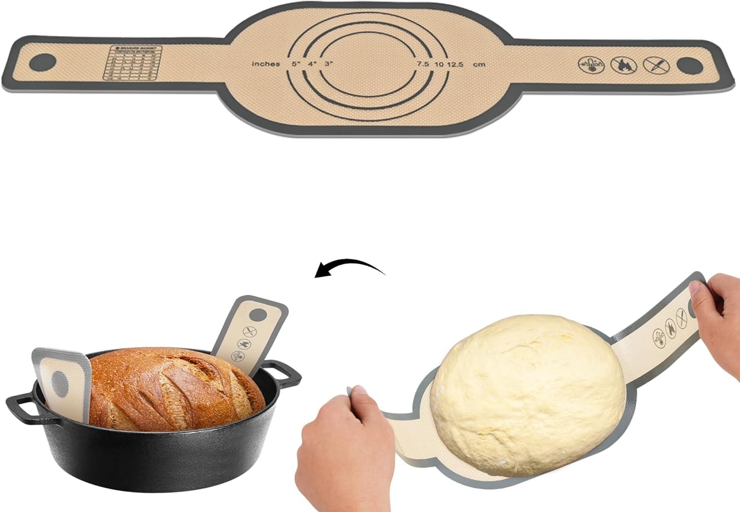 premium-silicone-bread-sling-9-inch-non-stick-heat-resistant-dutch-oven-liners-with-long-handles-reusable-bread-mat-for- - Cooking Appliance World