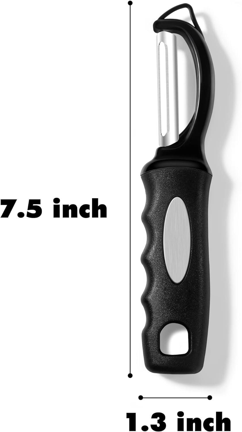 Premium Swivel Vegetable Peeler, Kitchen Gadgets Apple Peeler Potato Peeler Veggie Peeler Fruit Peeler, Soft Grip Handle, Dishwasher Safe Kitchen Accessories, Flat, Black