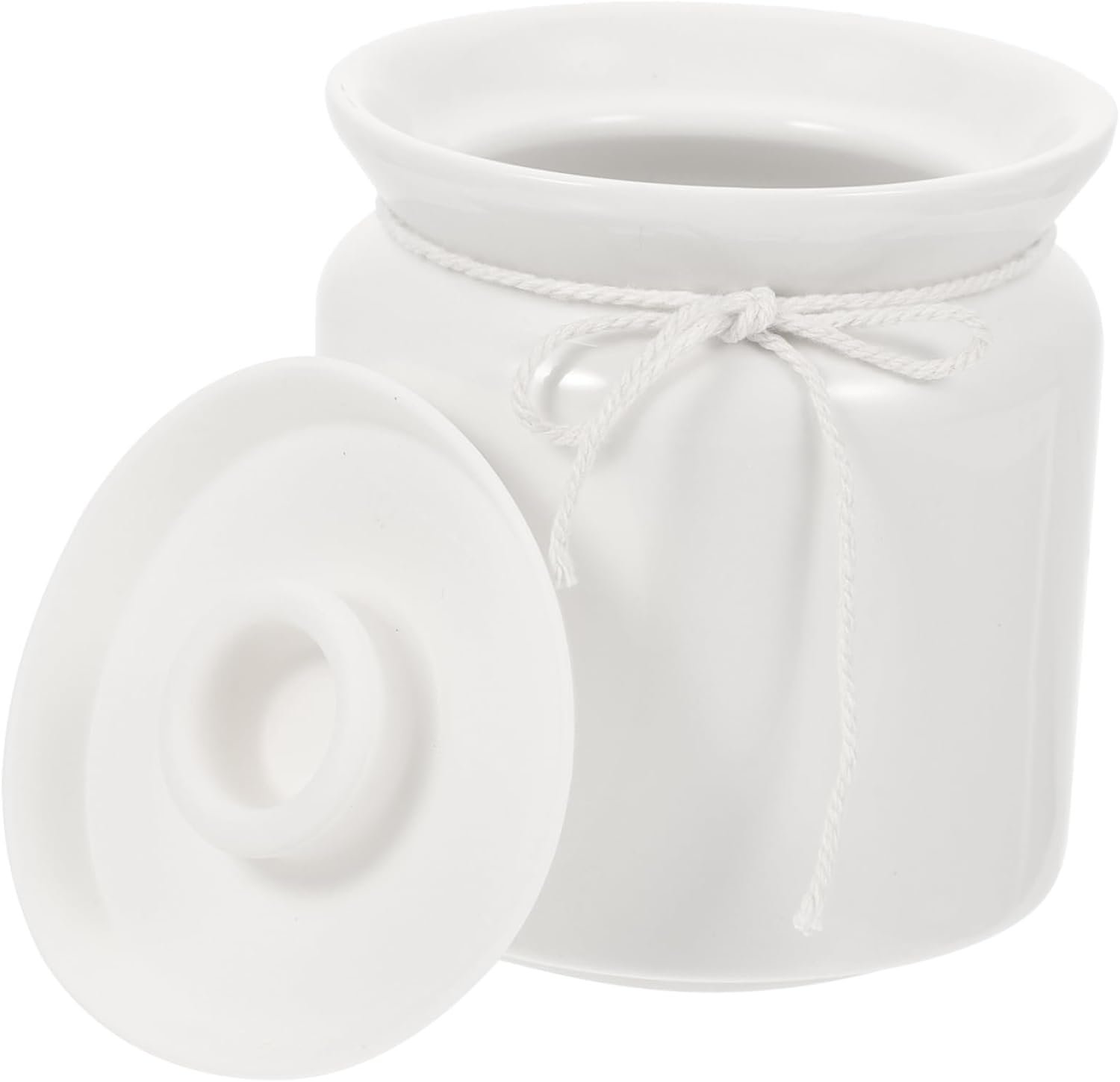 PRETYZOOM 2pcs Ceramic Lard Jar Condiment Container Ceramic Tea Canister Coffee Canister Condiment Bottle Grease Container Salt Pepper Pot Sauce Can White Ceramics Oil Storage Tank