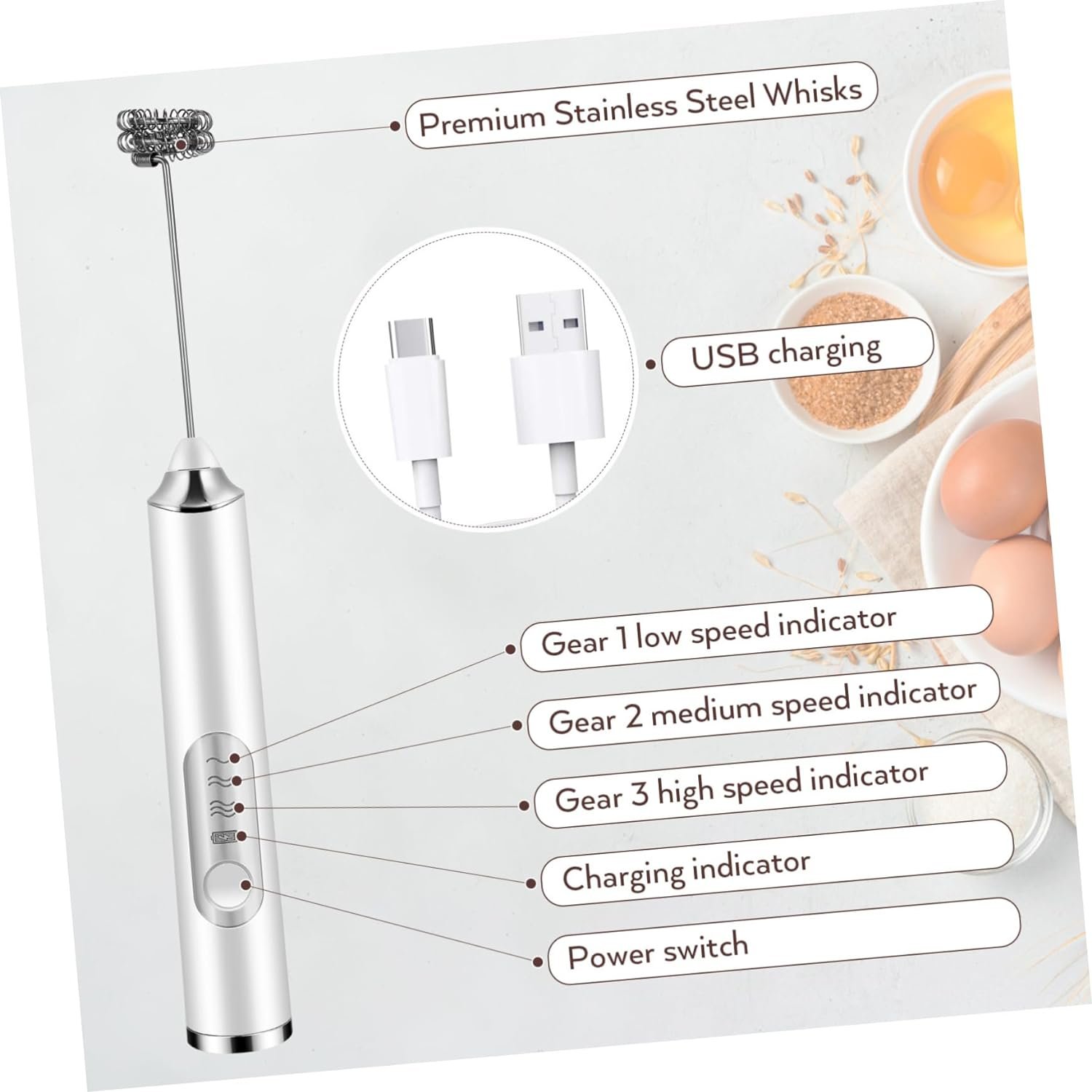 PRETYZOOM 2pcs Electric Mixer Mini Blender Auto Hand Whisk Pastry Dough Manual Blender Handle Foam Hand Held Mixer