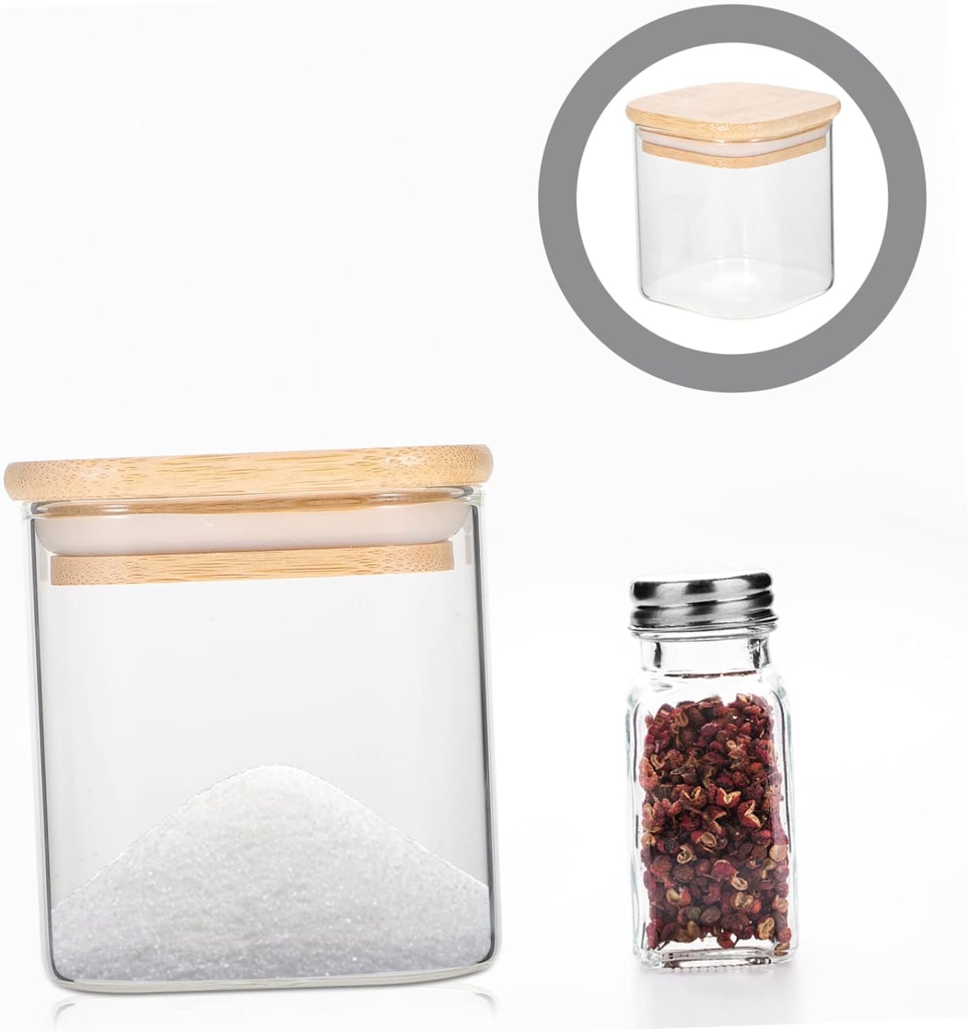 PRETYZOOM 5pcs Glass Jar with Lid Glass Storage Jars Glass Coffee Cups Kitchen Accessory Flour Storage Container Dry Jar with Wooden Lid Glass Kitchen Canisters Cereals Coffee Can