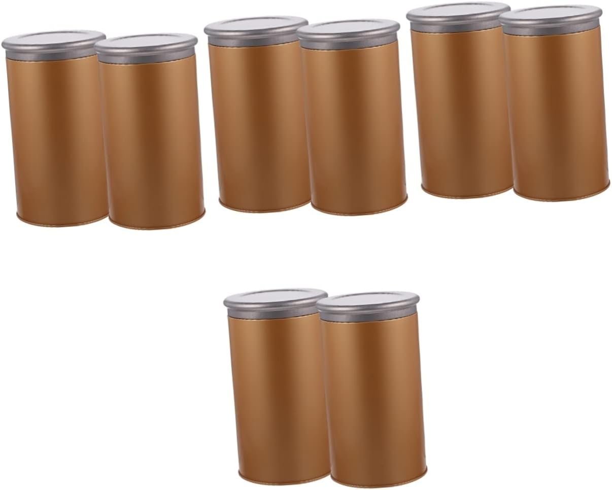 PRETYZOOM 8 Pcs Tinplate Tea Biscuits Tin Sugar Container Tea Tin Loose Leaf Tea Canisters Candy Jar Cookie Jar with Lid Coffee Bean Canister Salt Bottles With Cover Food