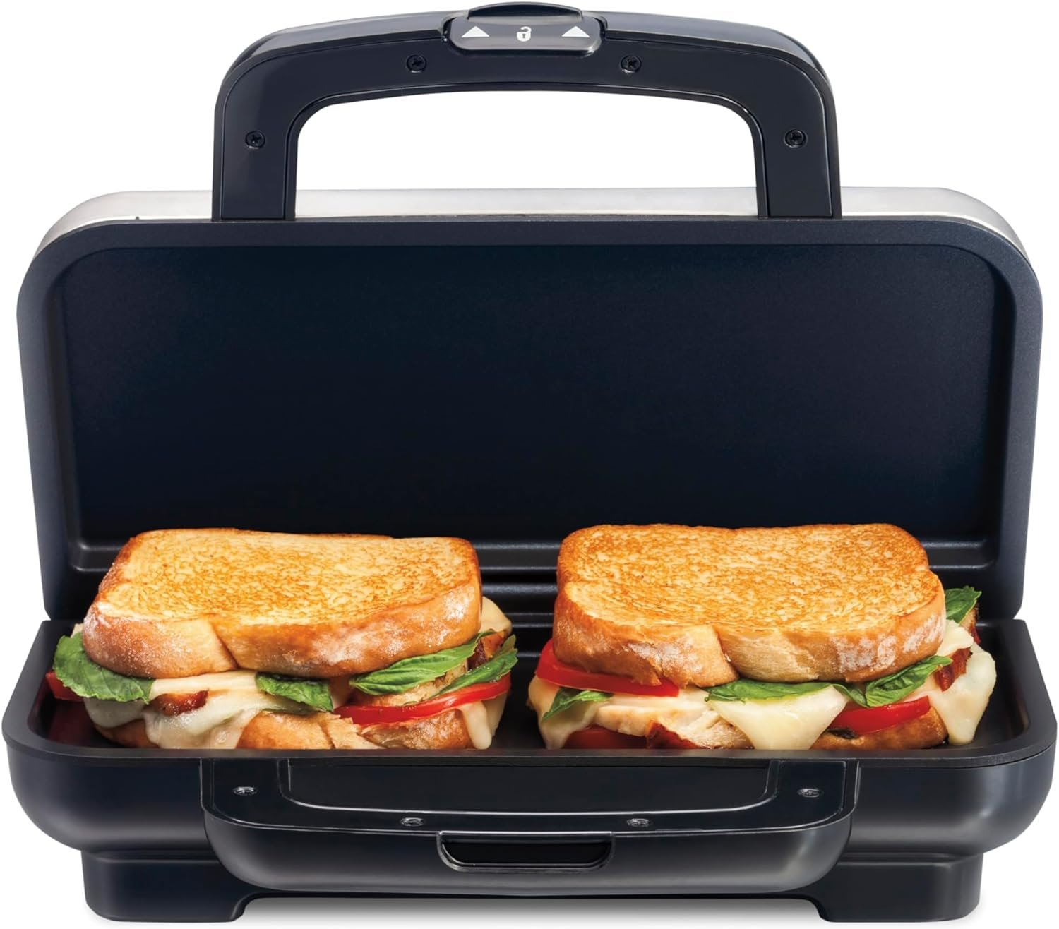 Proctor Silex Deluxe Hot Sandwich Maker with Easy-Clean Durable Nonstick Ceramic Plates, Fits up to 2 Grilled Cheese, Ruebens, Tortas or Subs, Stainless Steel (25415PS) Proctor Silex Deluxe Hot Sandwich Maker with Easy-Clean Durable Nonstick Ceramic Plates, Fits up to 2 Grilled Cheese, Ruebens, Tortas or Subs, Stainless Steel (25415PS)