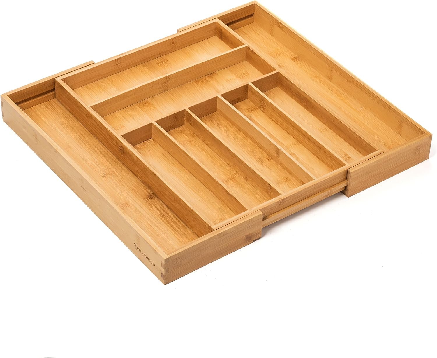 Purawood Large Premium Bamboo Silverware Organizer - Expandable Drawer Organizer Utensil Organizer - 17.5x19.75 Cutlery Tray with Dividers for Kitchen Utensils and Flatware (7-9 Slots) (Natural) Purawood Large Premium Bamboo Silverware Organizer - Expandable Drawer Organizer Utensil Organizer - 17.5x19.75 Cutlery Tray with Dividers for Kitchen Utensils and Flatware (7-9 Slots) (Natural)