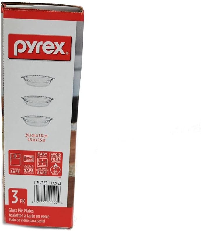 Pyrex - Glass Pie Plates - 3 Pack (9.5 inchex x 1.5 inches)