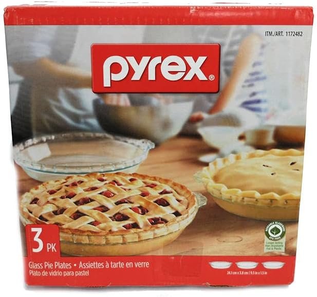 Pyrex - Glass Pie Plates - 3 Pack (9.5 inchex x 1.5 inches)