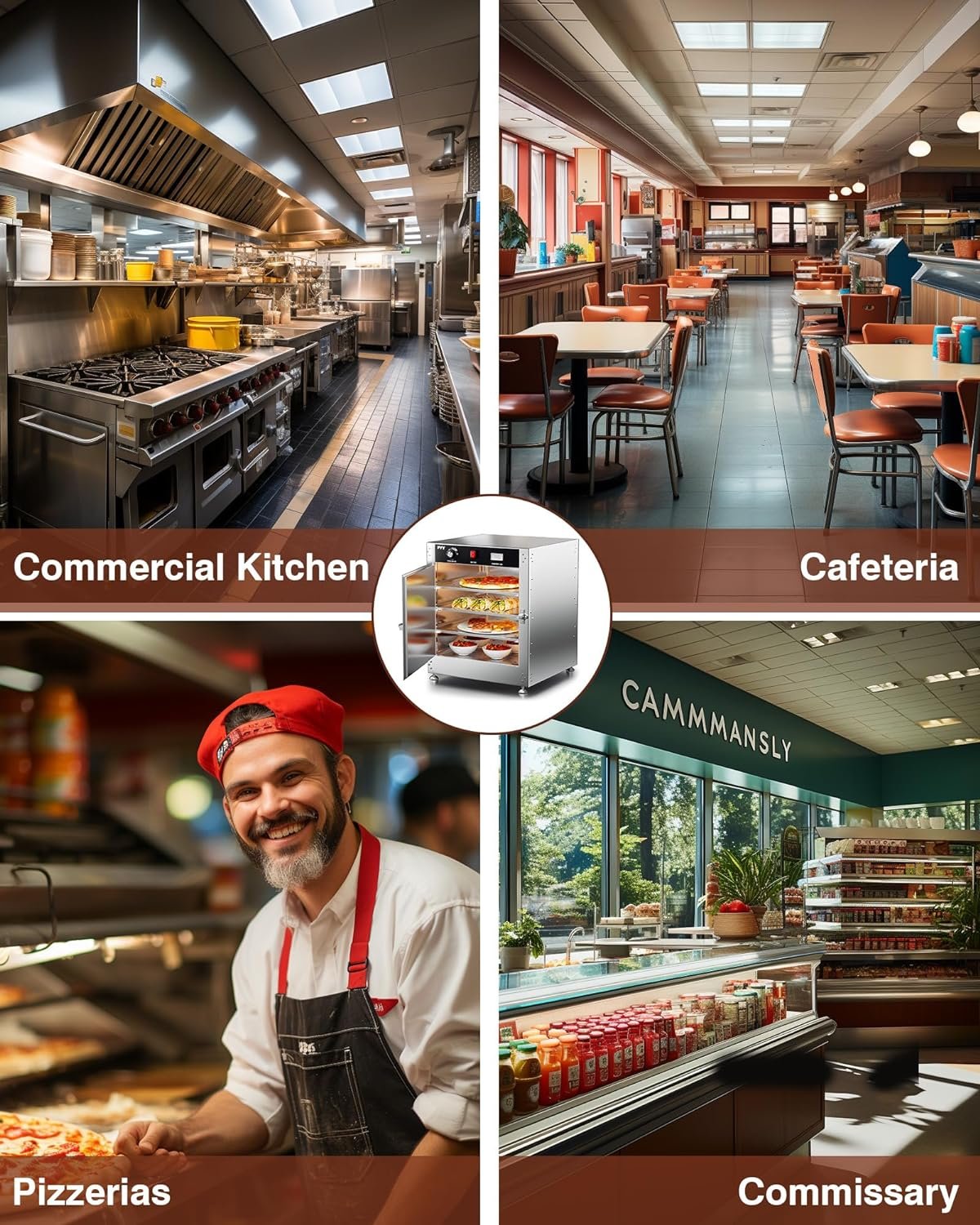 PYY Warming Cabinet 4 Tier Commercial Hot Box Food Warmer for Catering, with Temperature Control and Water Pan,Stainless Steel Food Heater Insulated Food Pan Carrier, for Pizza, Kitchen 120V 750W