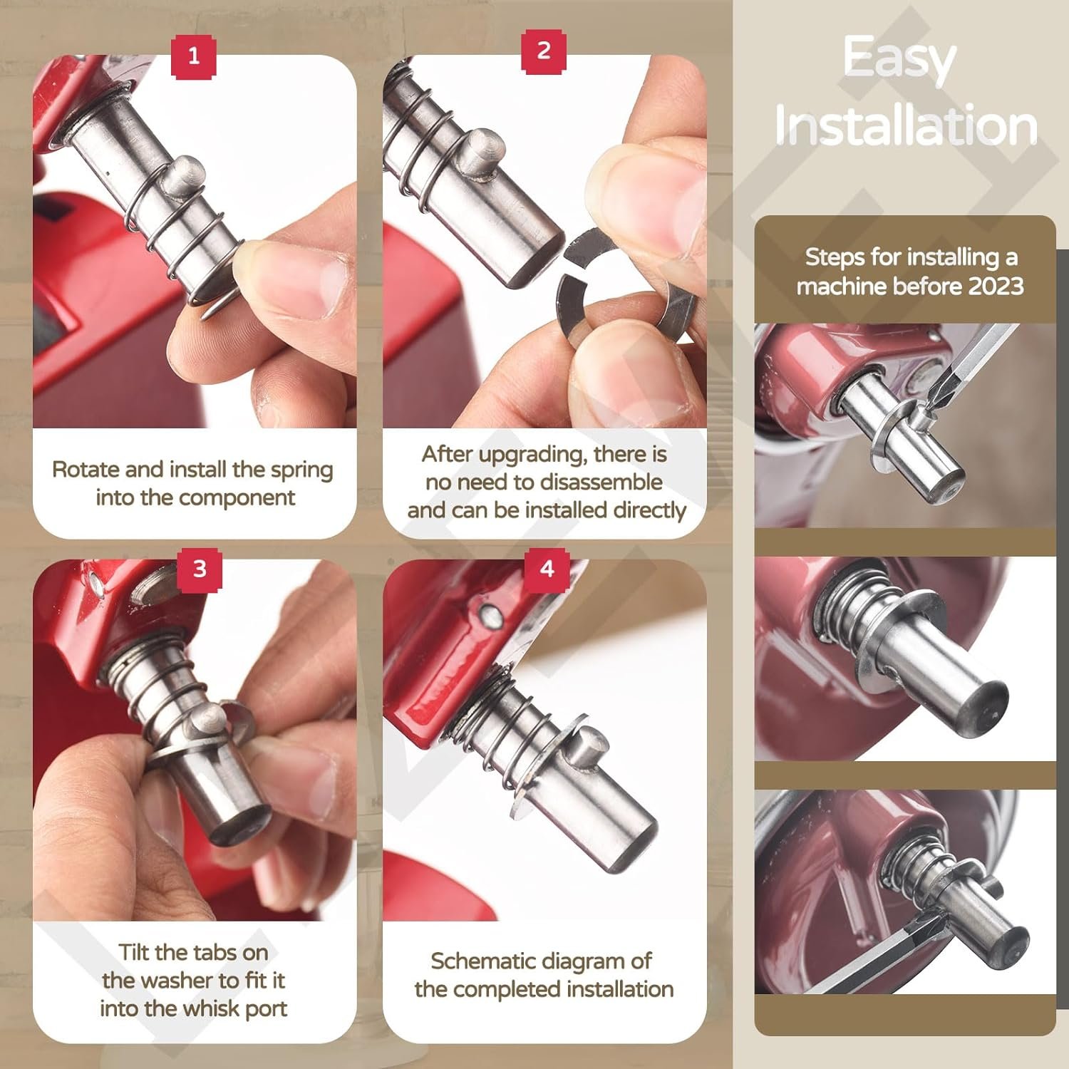 Quick Install Spring and Washer for KitchenAid Tilt-head  Bowl-lift Mixers 3.5 Quarts to 7 Quarts (2 pack), W/ 4 Set of Stand Mixer Attachment Holders