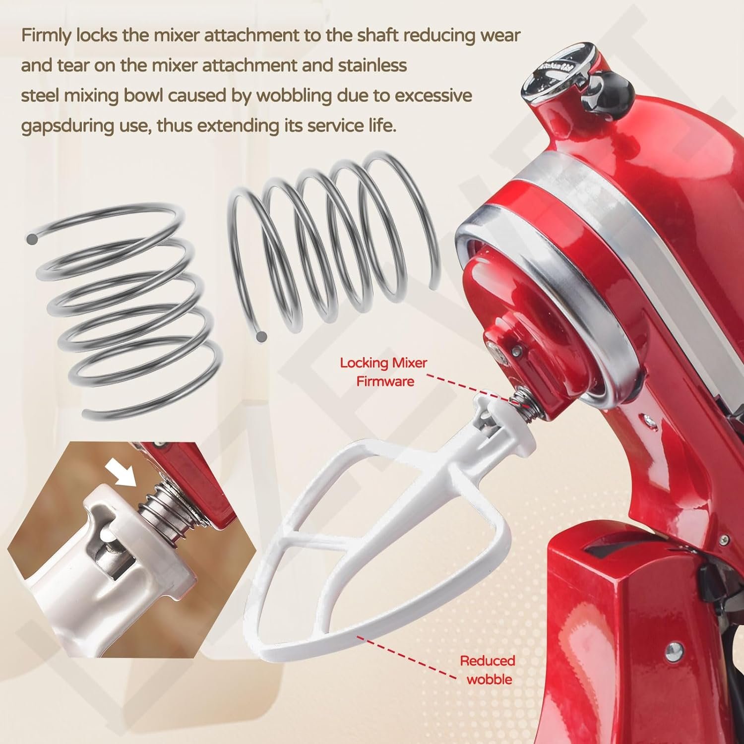 Quick Install Spring and Washer for KitchenAid Tilt-head  Bowl-lift Mixers 3.5 Quarts to 7 Quarts (2 pack), W/ 4 Set of Stand Mixer Attachment Holders