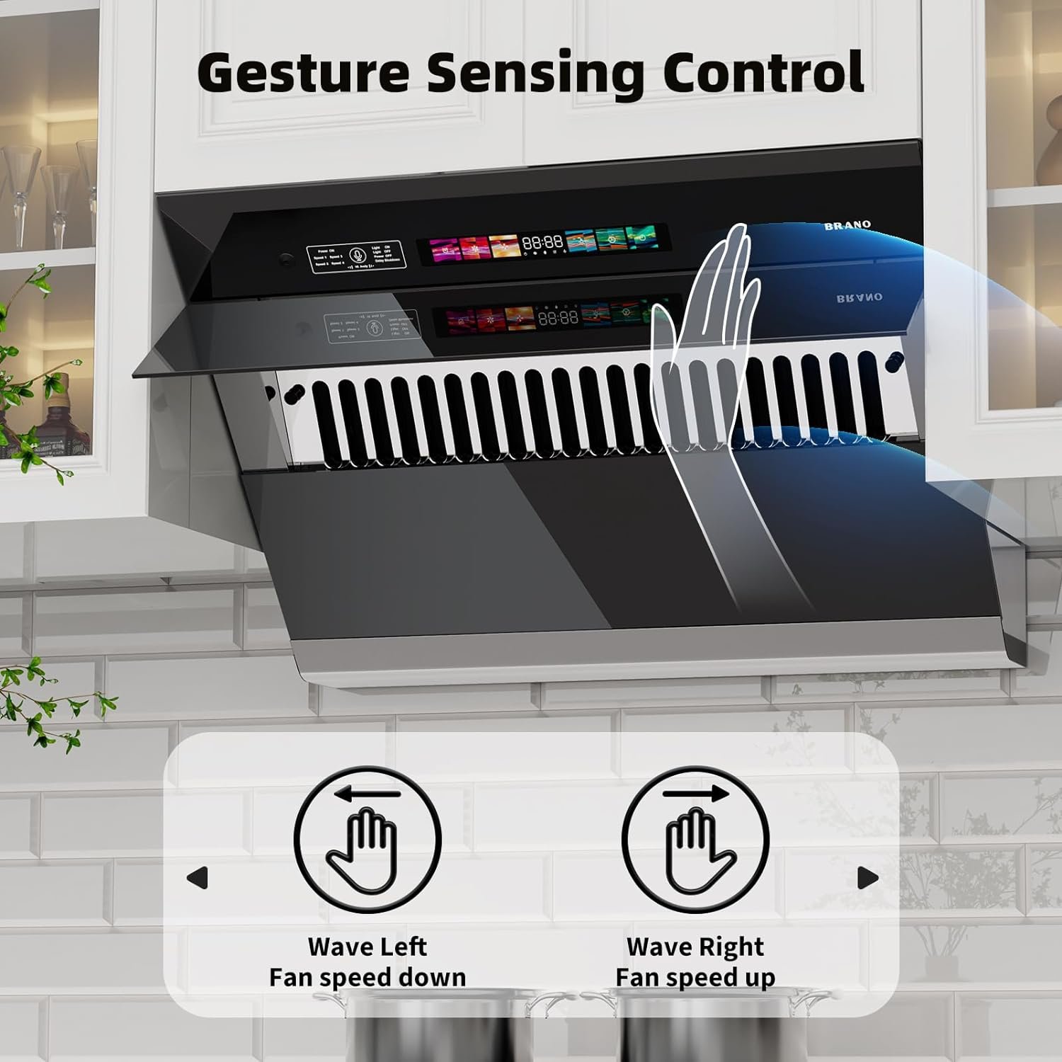 Range Hood 30 inch with 900CFM, Voice/Gesture Sensing/Touch Control Panel, Unique Side-Draft Design for Under Cabinet Modern Kitchen Hood, Ducted/Ductless Convertible Range Hood 30 inch with 900CFM, Voice/Gesture Sensing/Touch Control Panel, Unique Side-Draft Design for Under Cabinet Modern Kitchen Hood, Ducted/Ductless Convertible